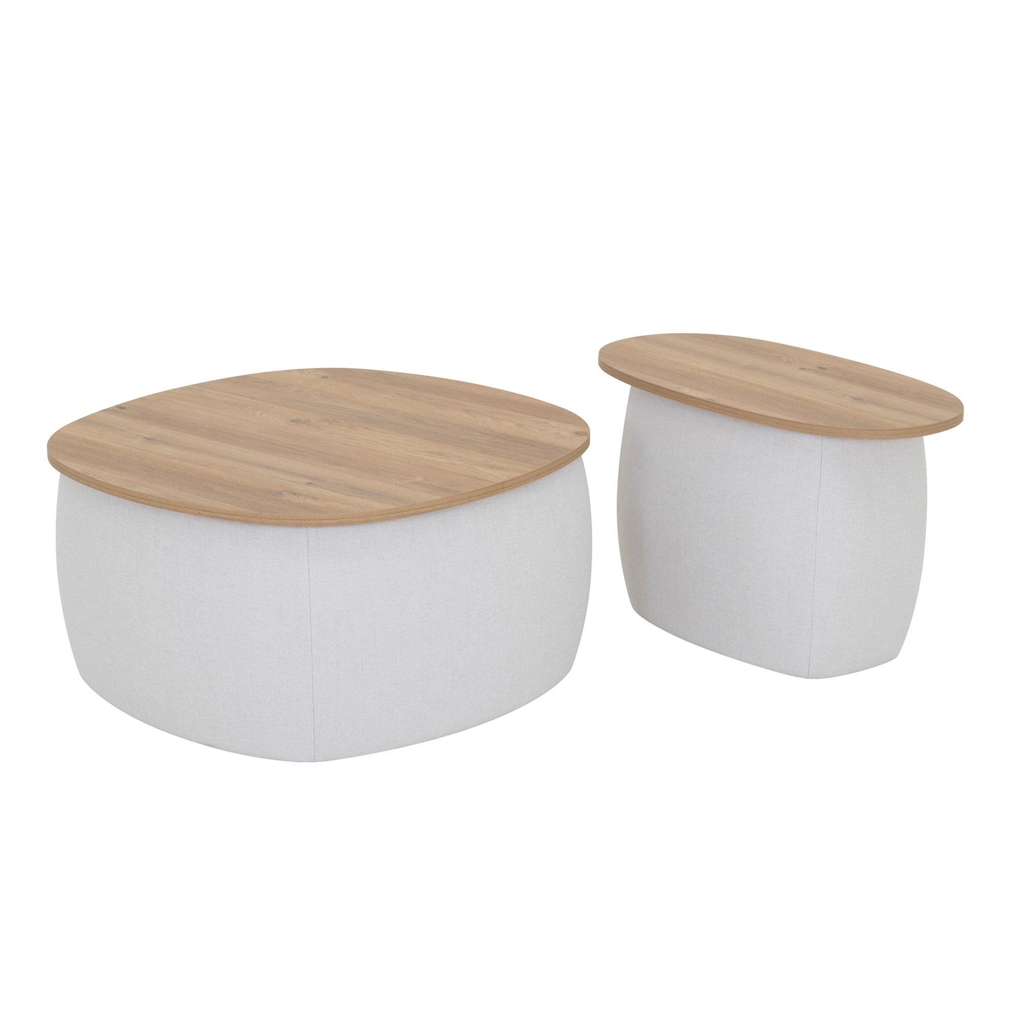 _MAIN.jpg Nisami – 2er-Set Couchtische – flexibel kombinierbare Satztische mit schwarzem Stoffbezug und Holzdekor in Weiß