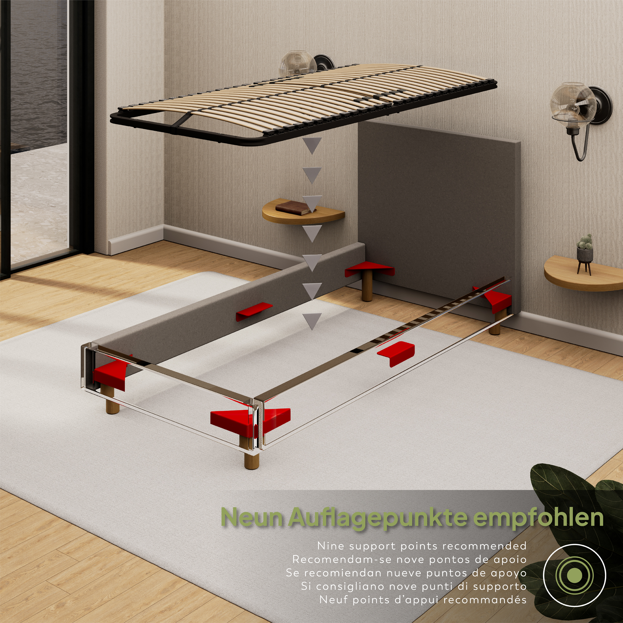 _PT07.jpg Lattenrost GRACE - Stabiler Metallrahmen mit Federleisten und Mittelgurt, - für alle Matratzen geeignet