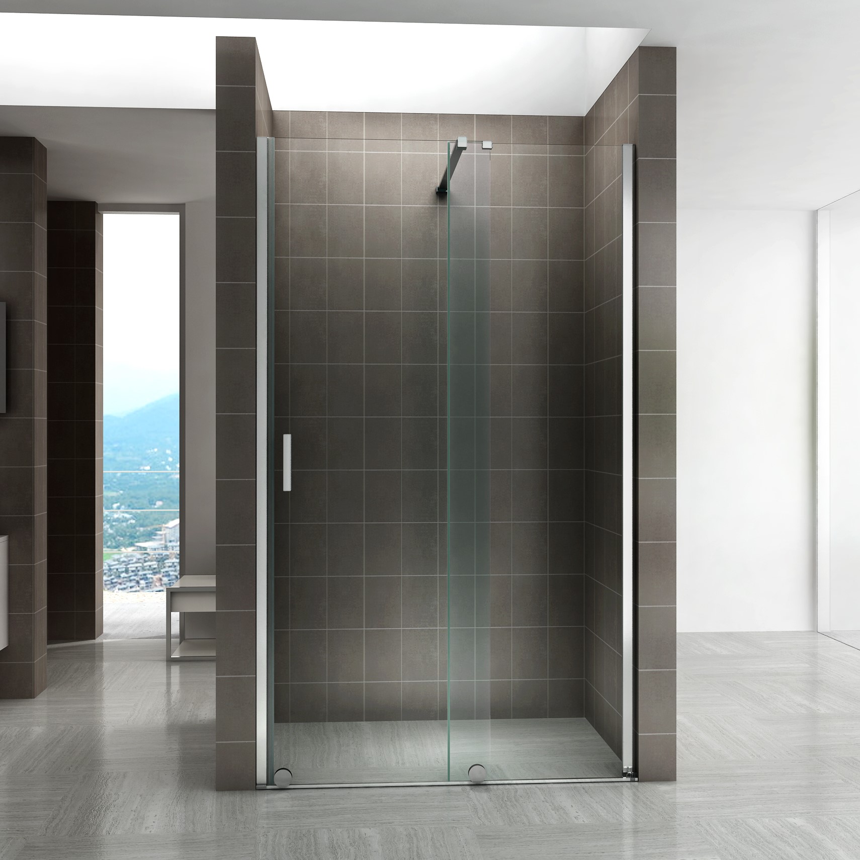 Duschtür Nischentür NADINE mit Schiebetür in Chrom aus 8mm ESG Klarglas Duschtür Nischentür NADINE mit Schiebetür in Chrom aus 8mm ESG Klarglas