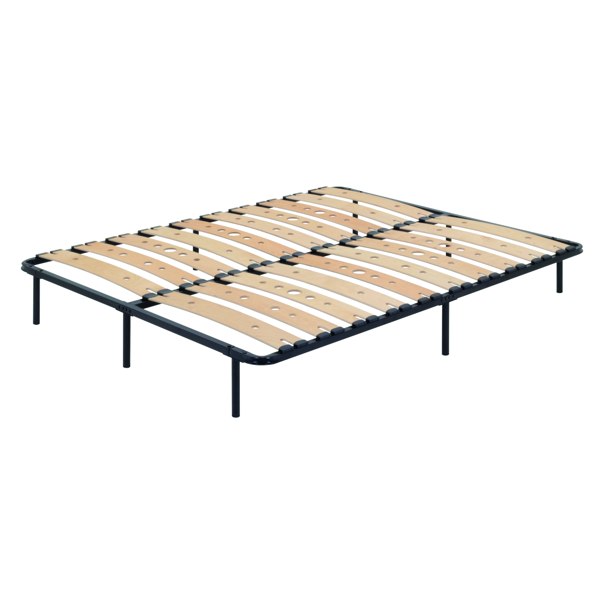 Metallbett AUSTEN BLACK mit Holzlamellen – Stabiler Metallrahmen in Schwarz, 23 cm Höhe & praktische Unterbett-Aufbewahrung