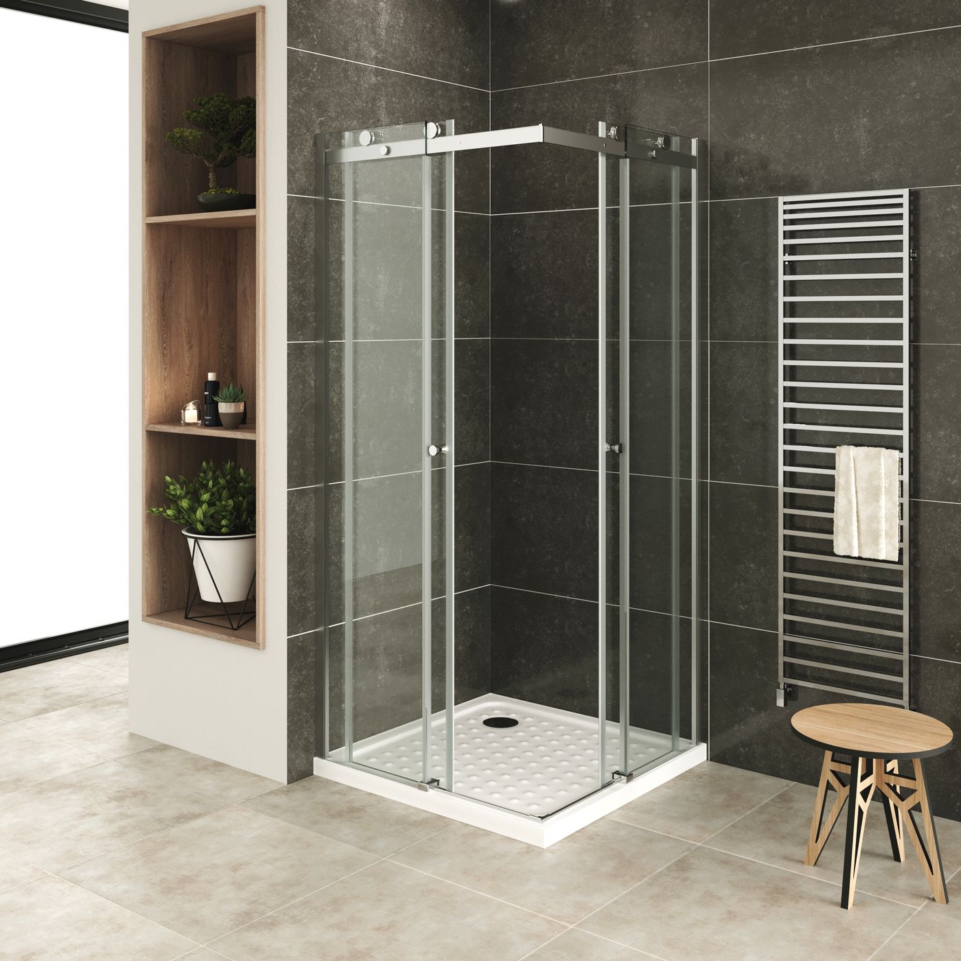 Eckeinstieg Anna mit Schiebetüren aus 8 mm ESG Sicherheitsglas