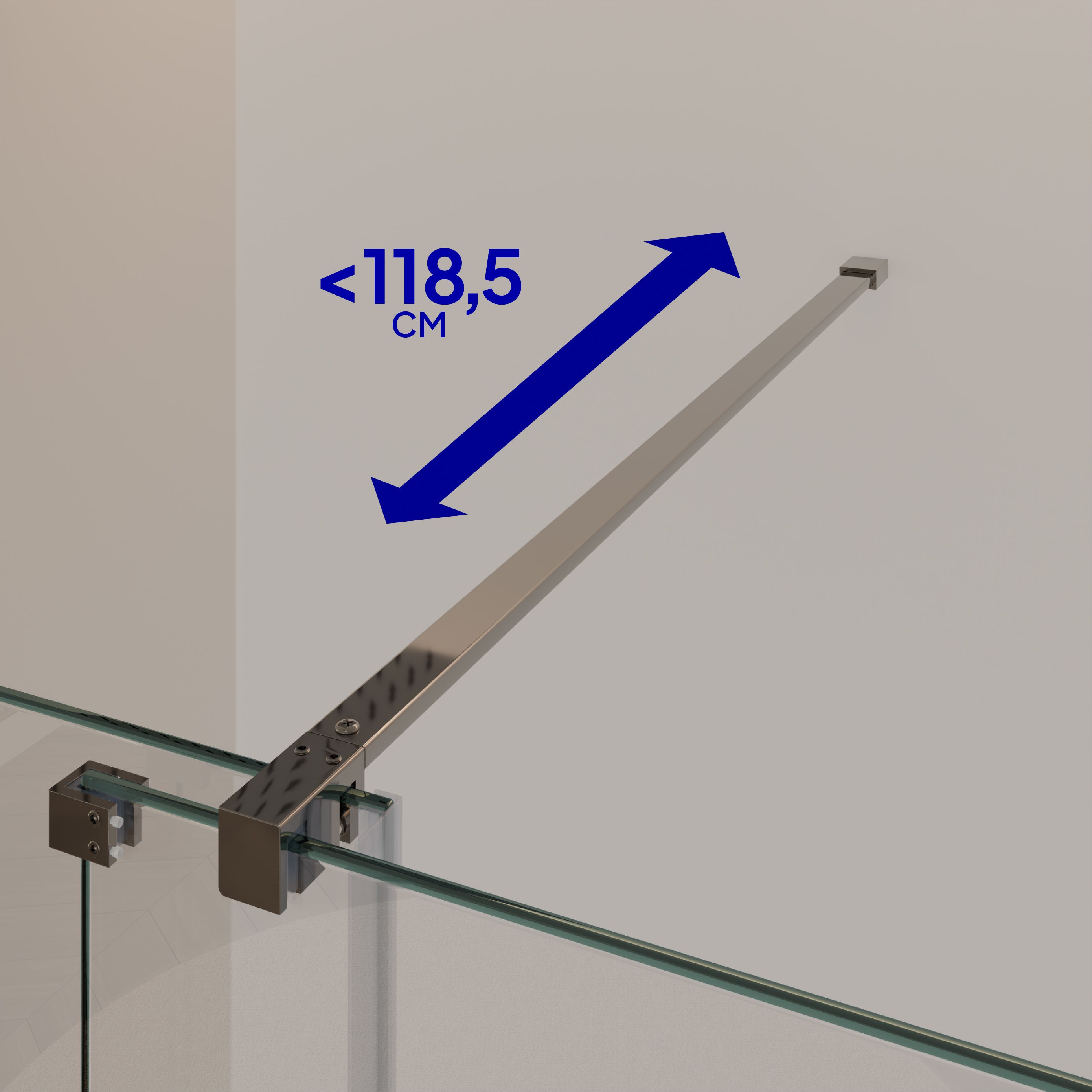 Shower Door Niche Door NADINE with Sliding Door in Chrome made of 8mm Tempered Clear Glass