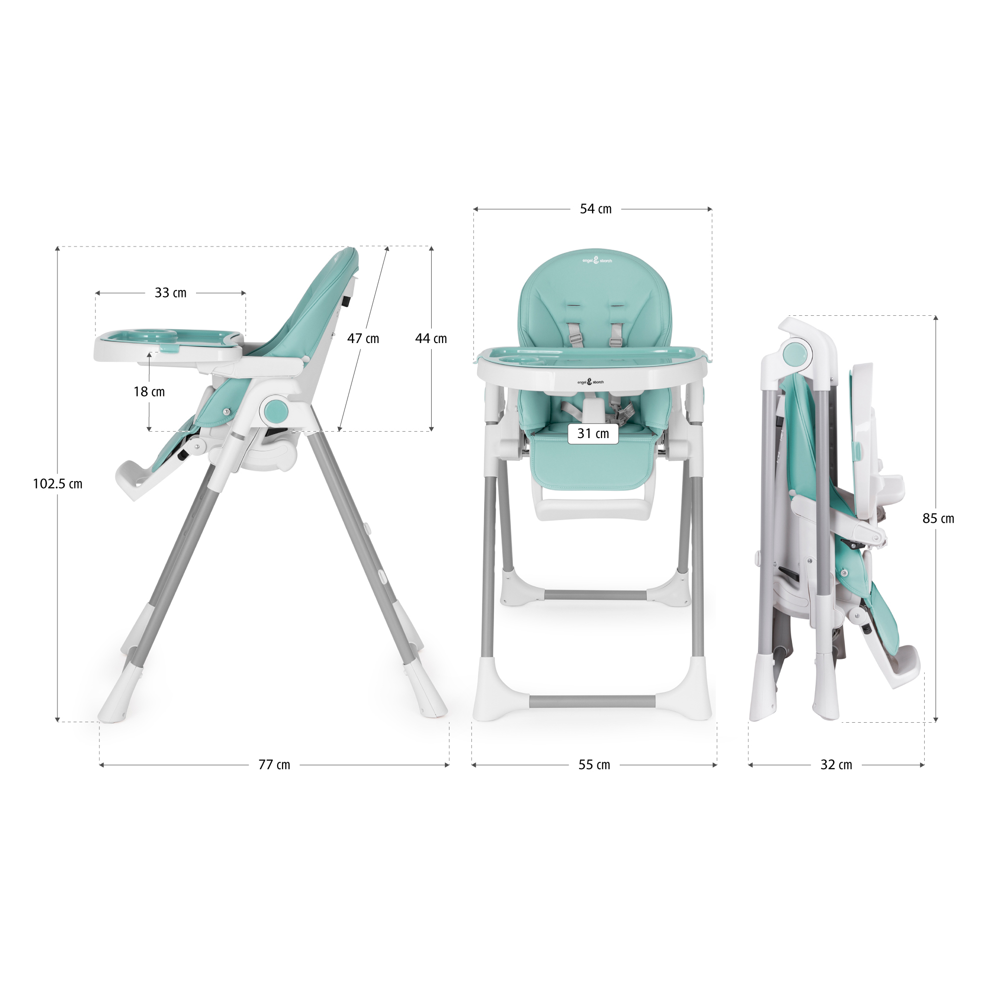 Medidas00 TANELI – Child High Chair - Adjustable Baby Chair, Foldable with Play Arch