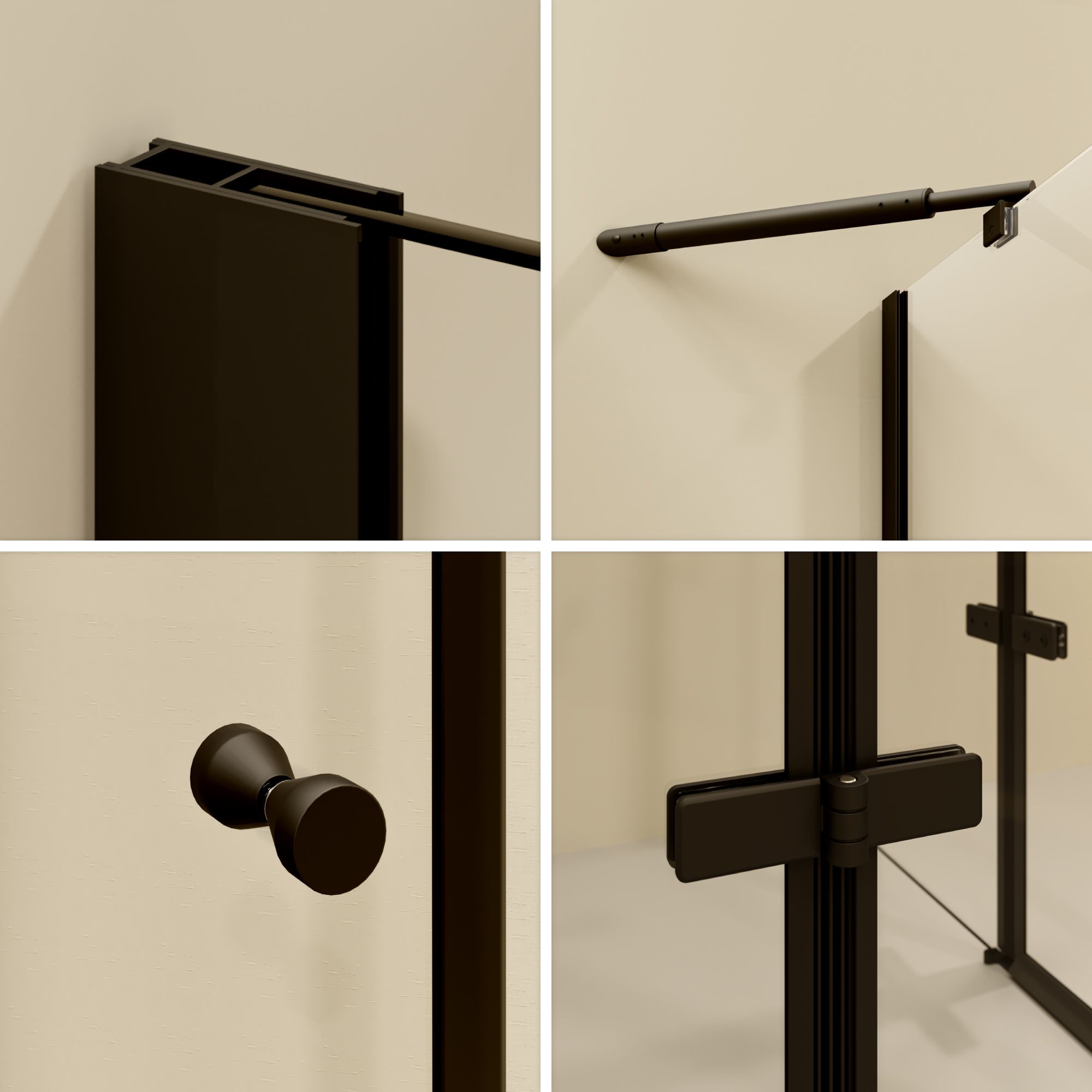 Corner Entry Alice BLACK with Folding Doors made of ESG Safety Glass Corner Entry Alice BLACK with Folding Doors made of ESG Safety Glass