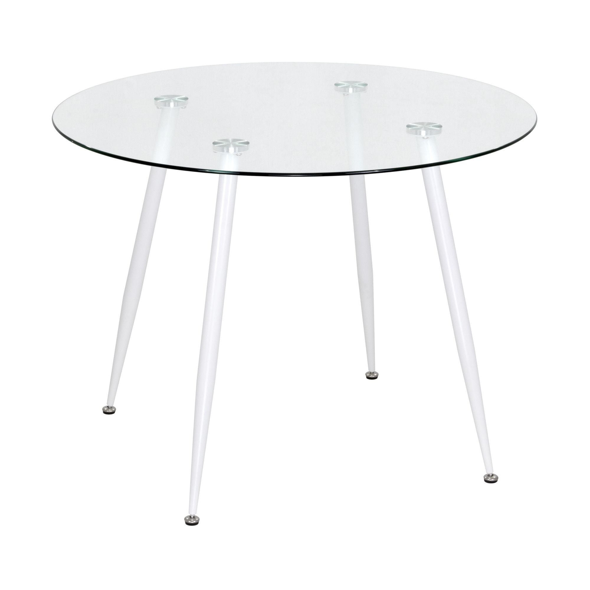 Esszimmer-Tisch CORIN | Tischplatte: Transparentes Glas | Beine: Weiß 80 cm