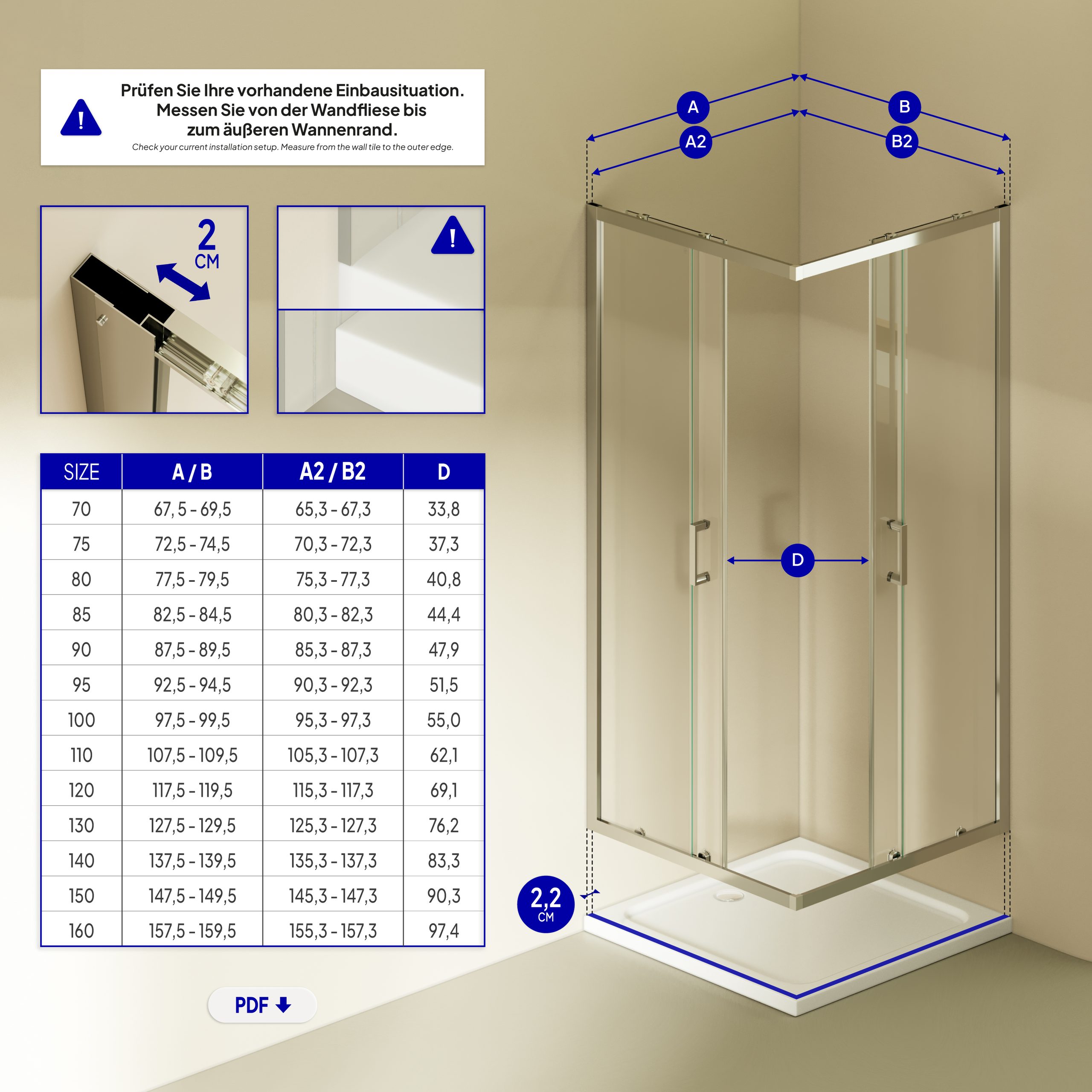 Corner Entry Diana with Sliding Doors Made of Tempered Safety Glass