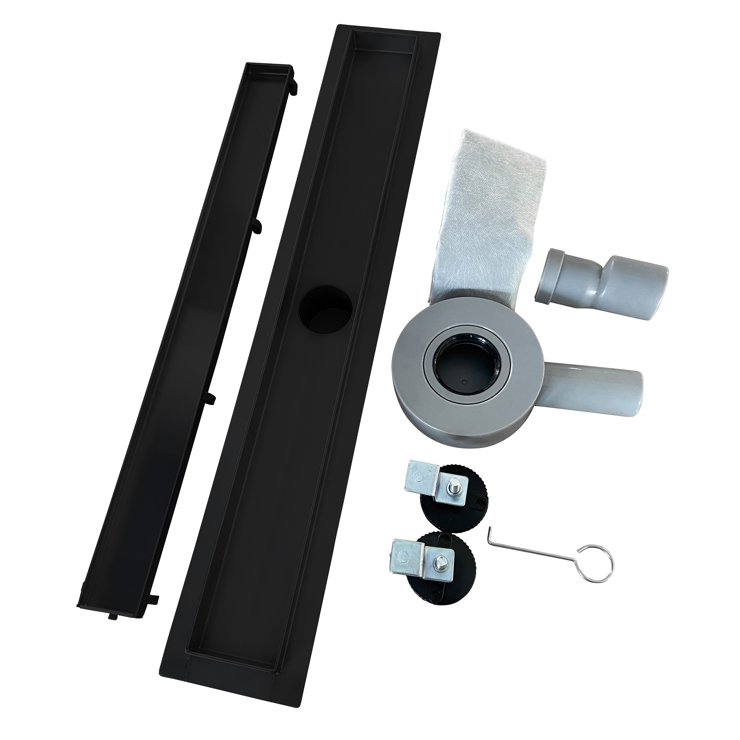Stainless Steel Shower Drain - Ultra Flat Design - 360-Degree Adjustable Trap - Black Edge Outlet B11