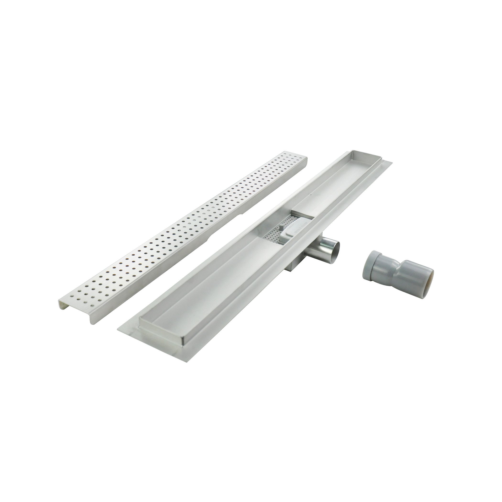 Duschrinne R7 aus Edelstahl für flache Installation mit Quadratmuster
