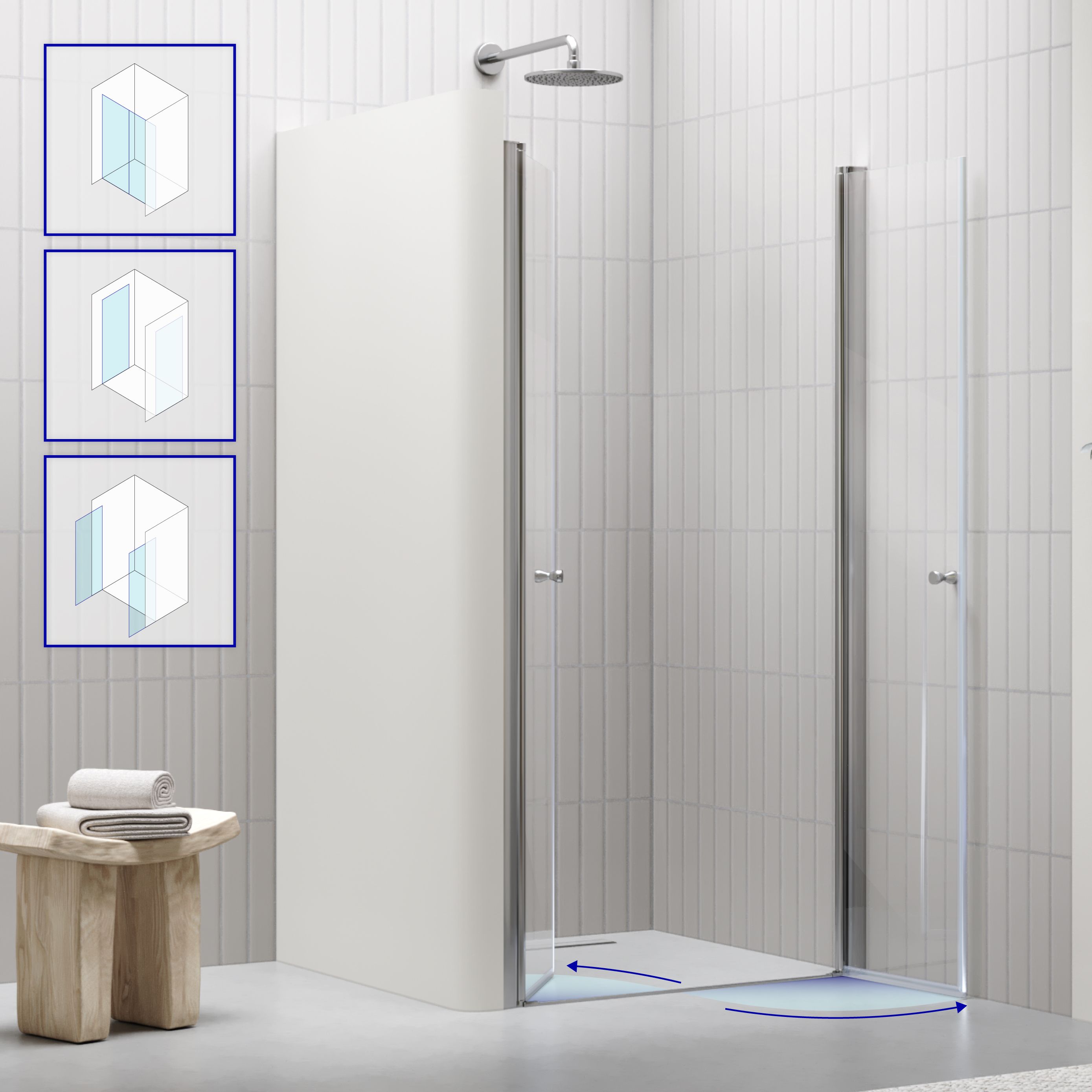 Shower Door Lima with Hinged Doors 68-140 cm made of ESG Safety Glass
