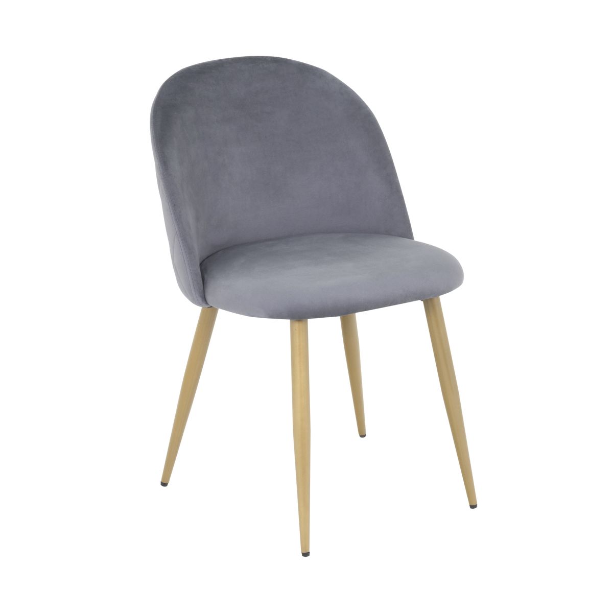 Esszimmerstuhl Wohnzimmerstuhl Bellamy Grau-Holz aus Samt Velour