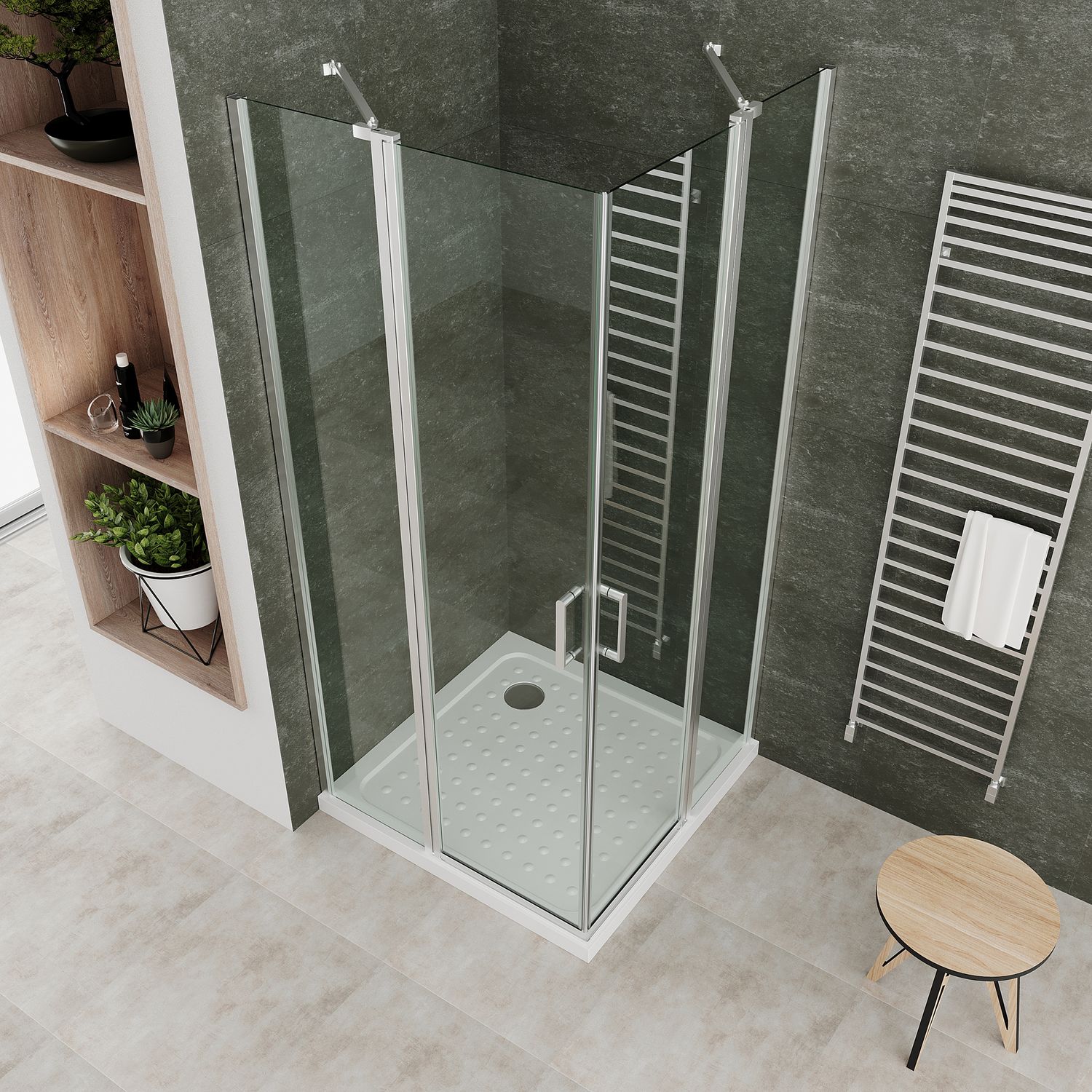 Eckeinstieg Linda mit Klapptüren aus ESG Sicherheitsglas