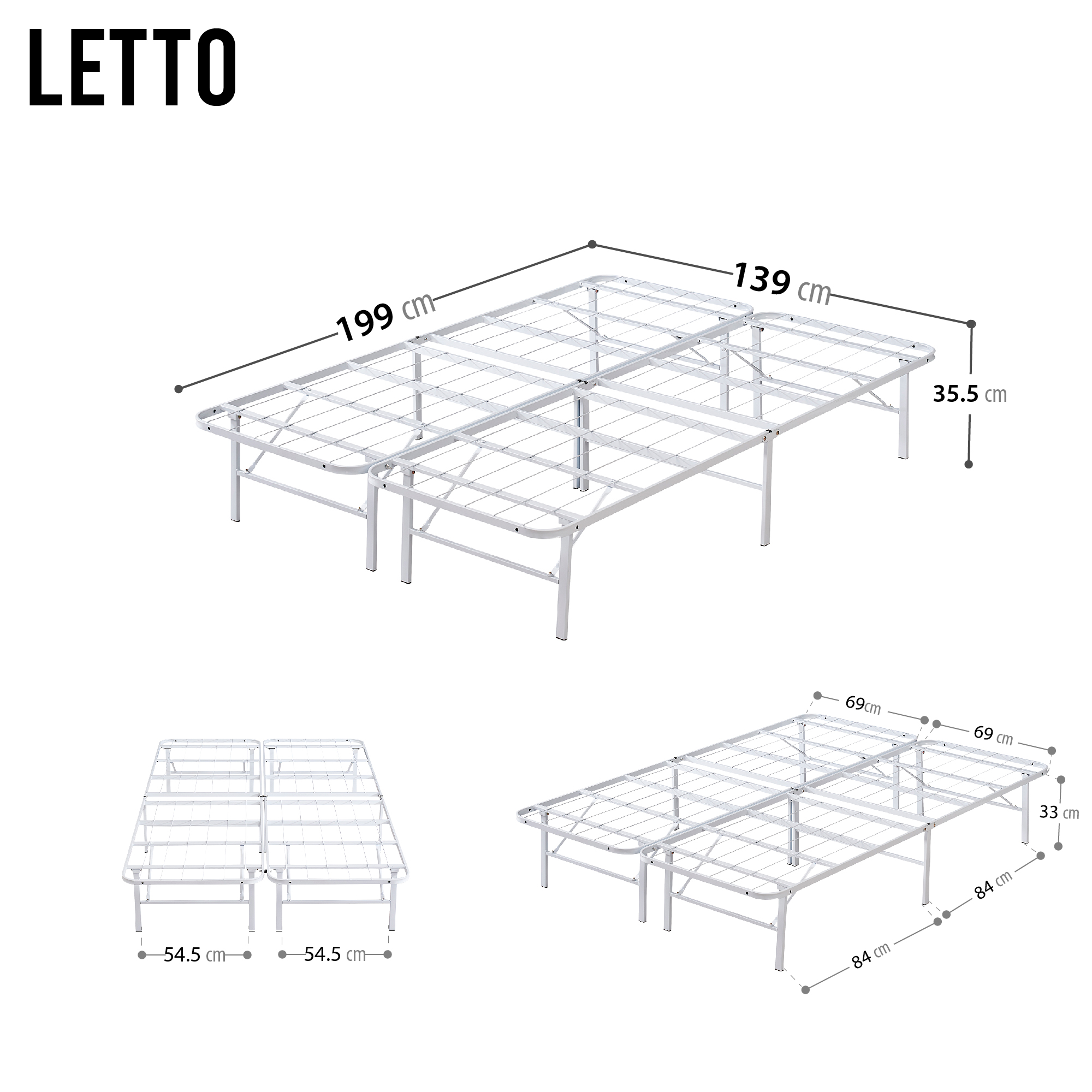 Gästebett aus stabilem Metall Letto