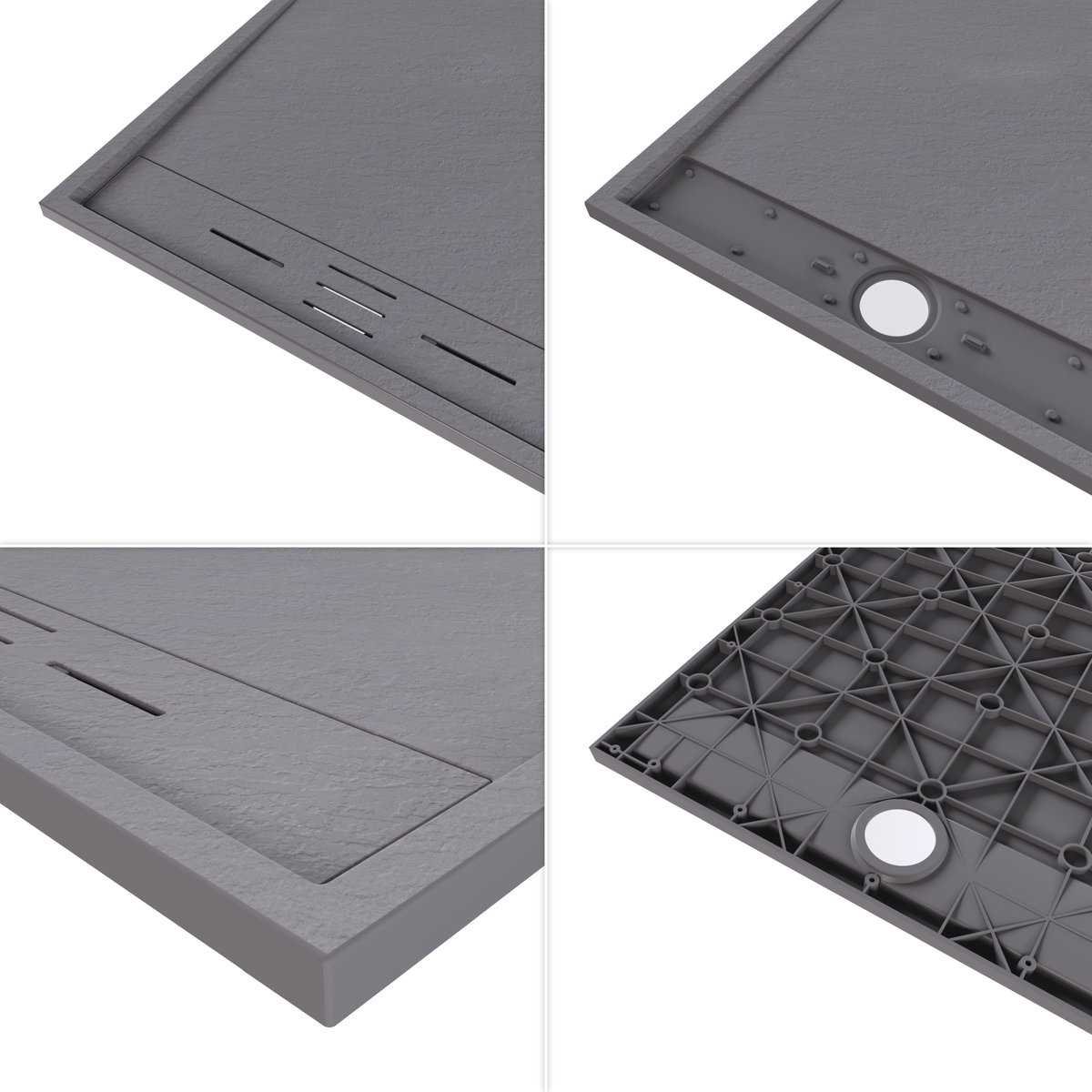 SMC Duschwanne Hiemal in Schieferoptik inkl. Ablaufgarnitur Grau SMC Duschwanne Hiemal in Schieferoptik inkl. Ablaufgarnitur Grau 90x100 cm