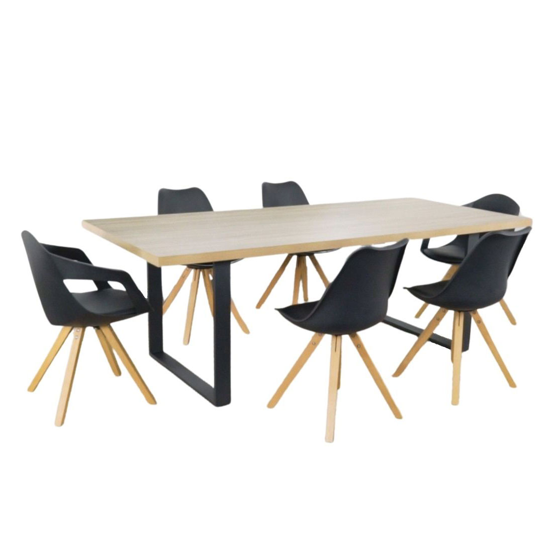 Esszimmertisch MACON Kufentisch Holztisch Esstisch - Eiche + Industrial 220x100 cm