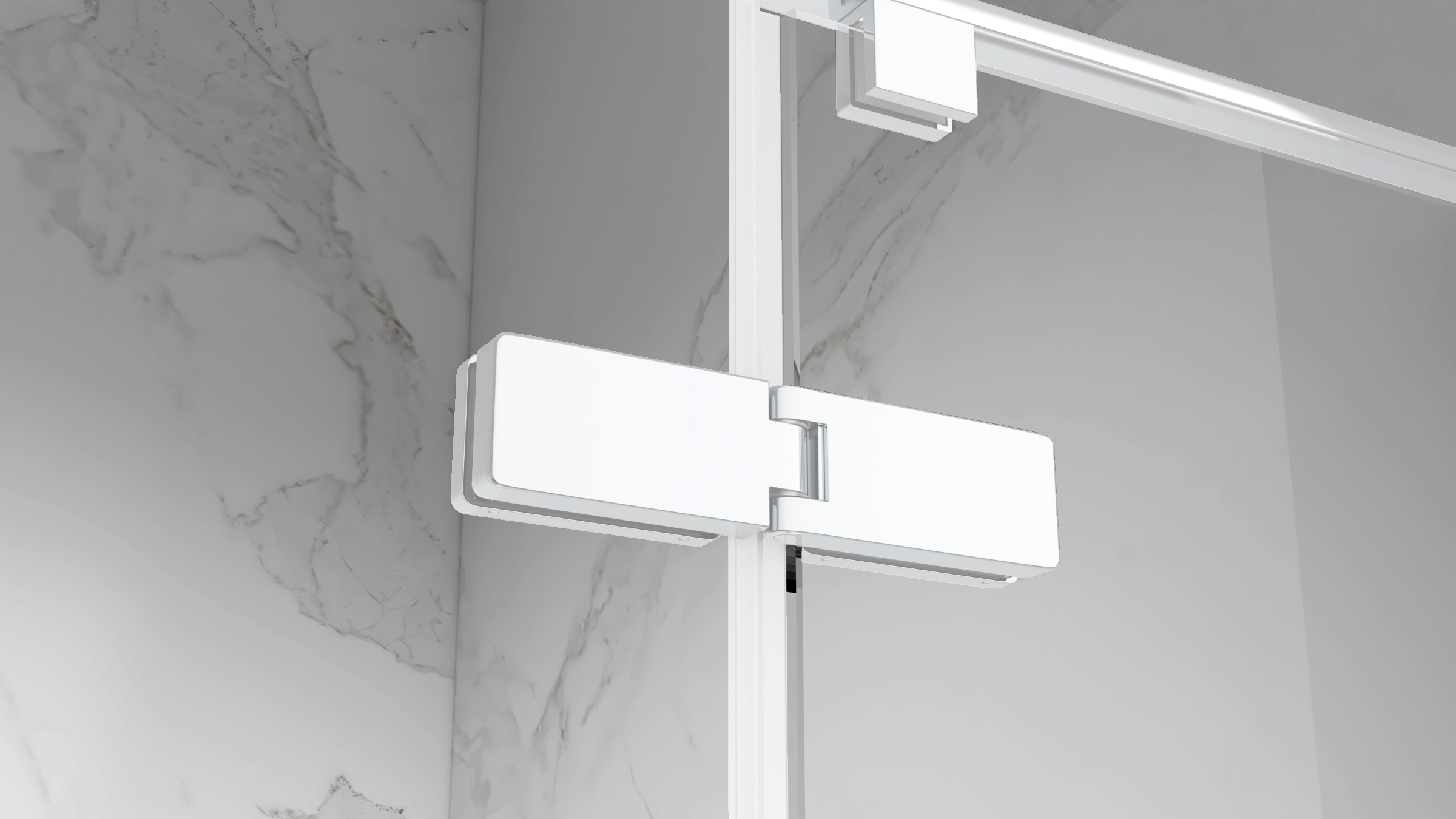 Eckeinstieg Jayla mit Drehtüren und weißen Profilen aus ESG Sicherheitsglas 190 cm-90x90 cm