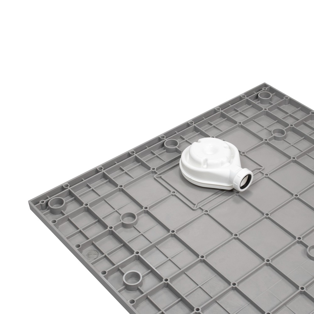 SMC Shower Tray Boreal in Stone Look with Drain Assembly - Grey