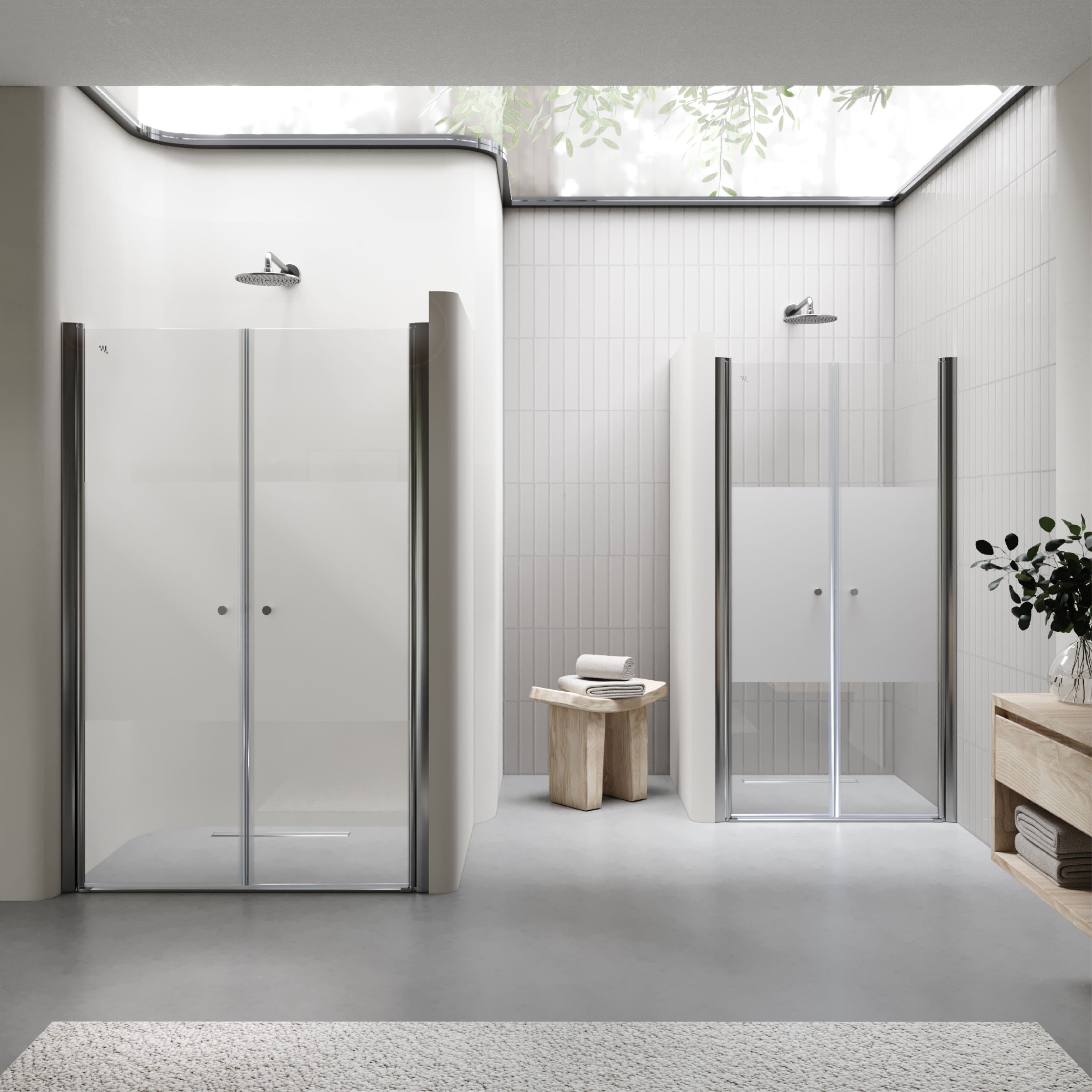 Shower Door Lima with Hinged Doors 68-140 cm made of Partially Frosted ESG Safety Glass