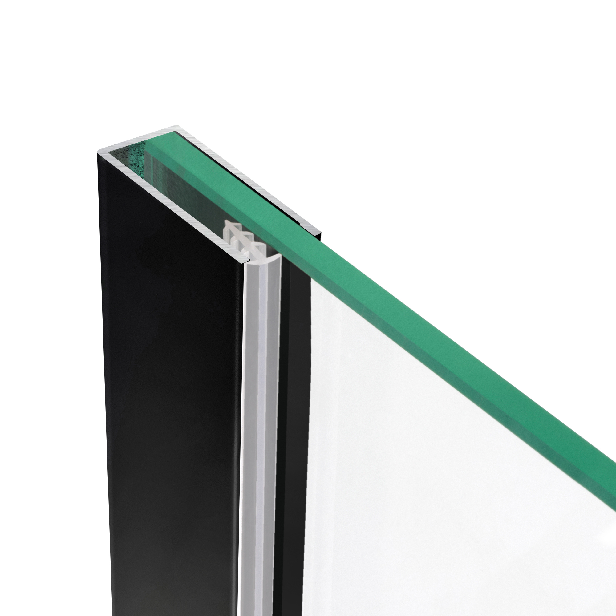 Decke – Mattschwarzes Aluminiumprofil für 8 mm Glas – vielseitig einsetzbar an Wand, Boden und – 180 cm/190 cm