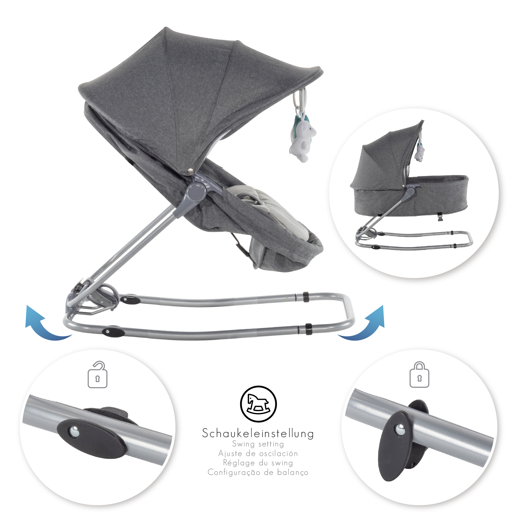 Baby Bouncer PAVO with Rocking Function and Play Arch