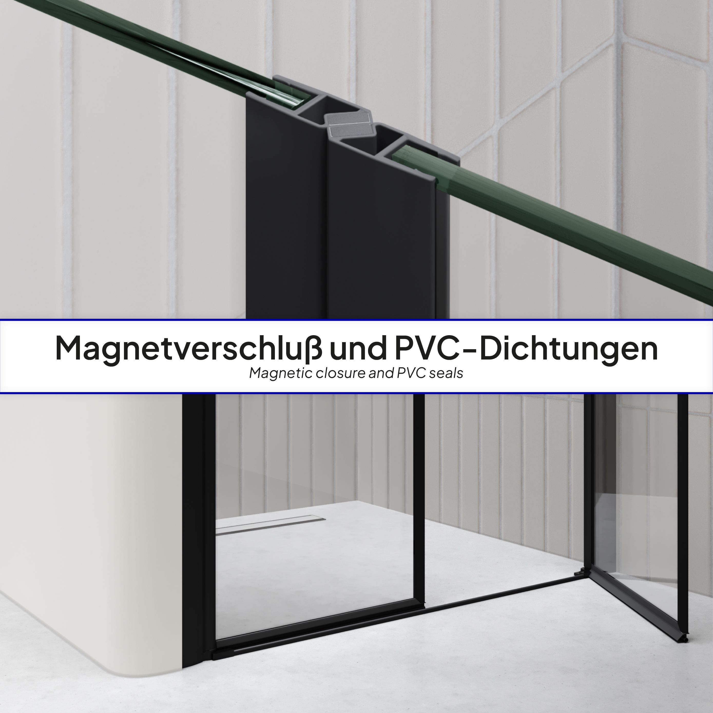 Shower Door Lima BLACK with Hinged Doors 68-140 cm made of ESG Safety Glass
