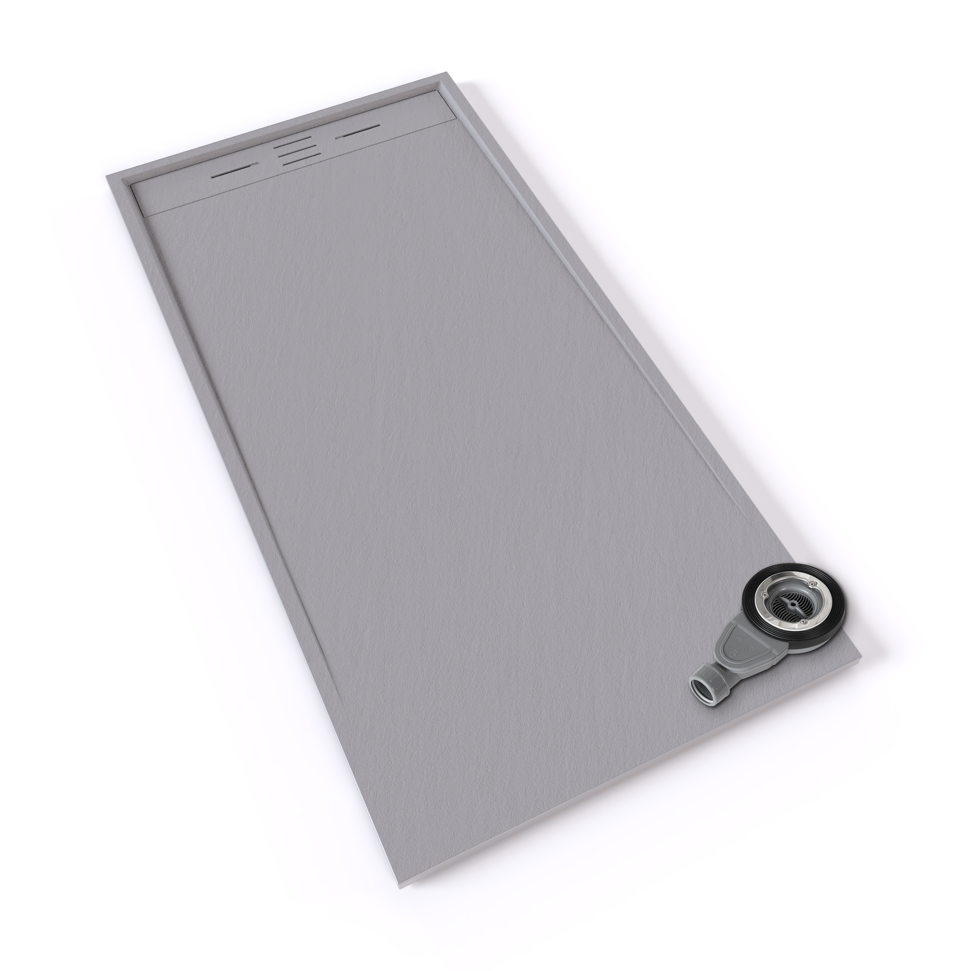 SMC Shower Tray Hiemal in Slate Finish, Including Gray Drain Assembly
