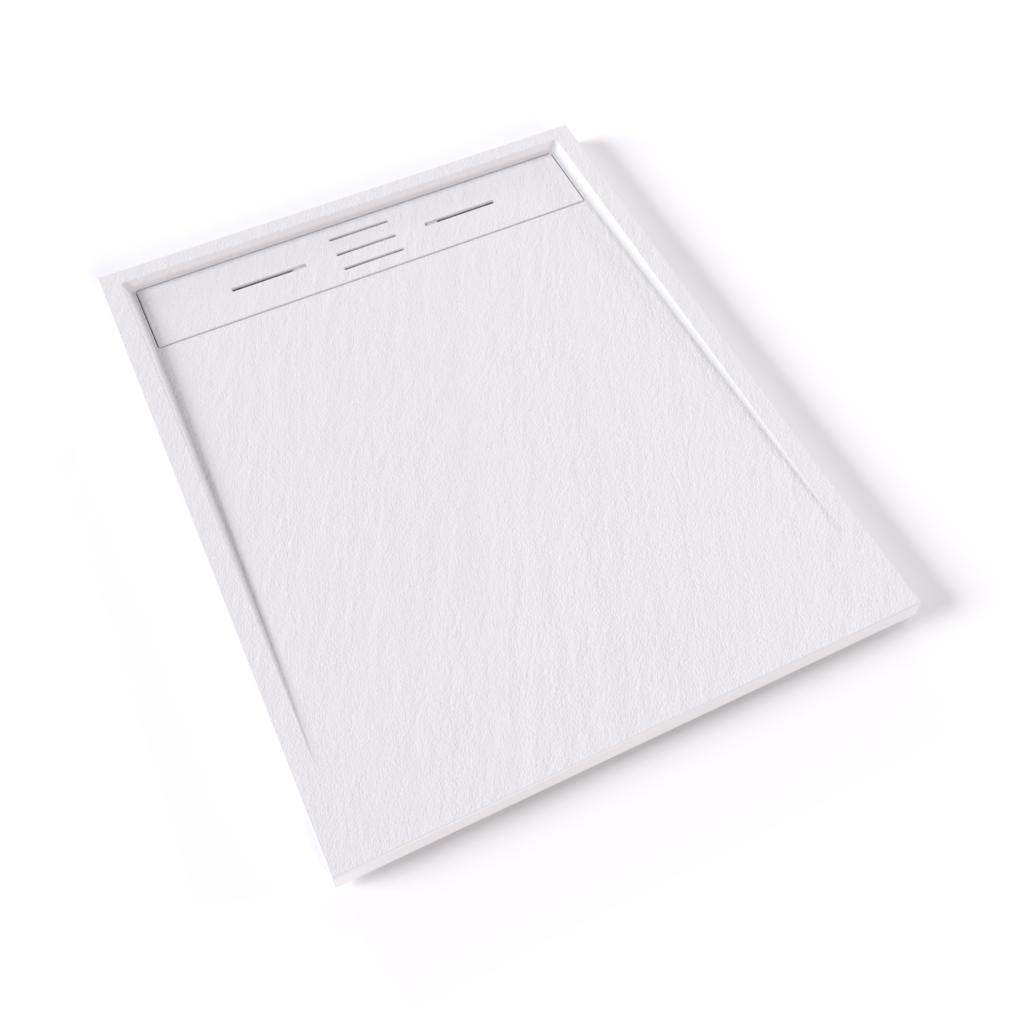 SMC Duschwanne Hiemal in Schieferoptik inkl. Ablaufgarnitur Weiß 80x90 cm