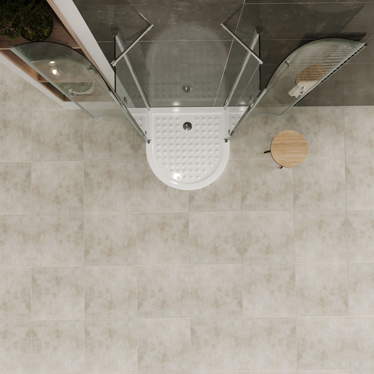 Halbkreisdusche Andrea mit Klapptüren aus ESG Sicherheitsglas Halbkreisdusche Andrea mit Klapptüren aus ESG Sicherheitsglas