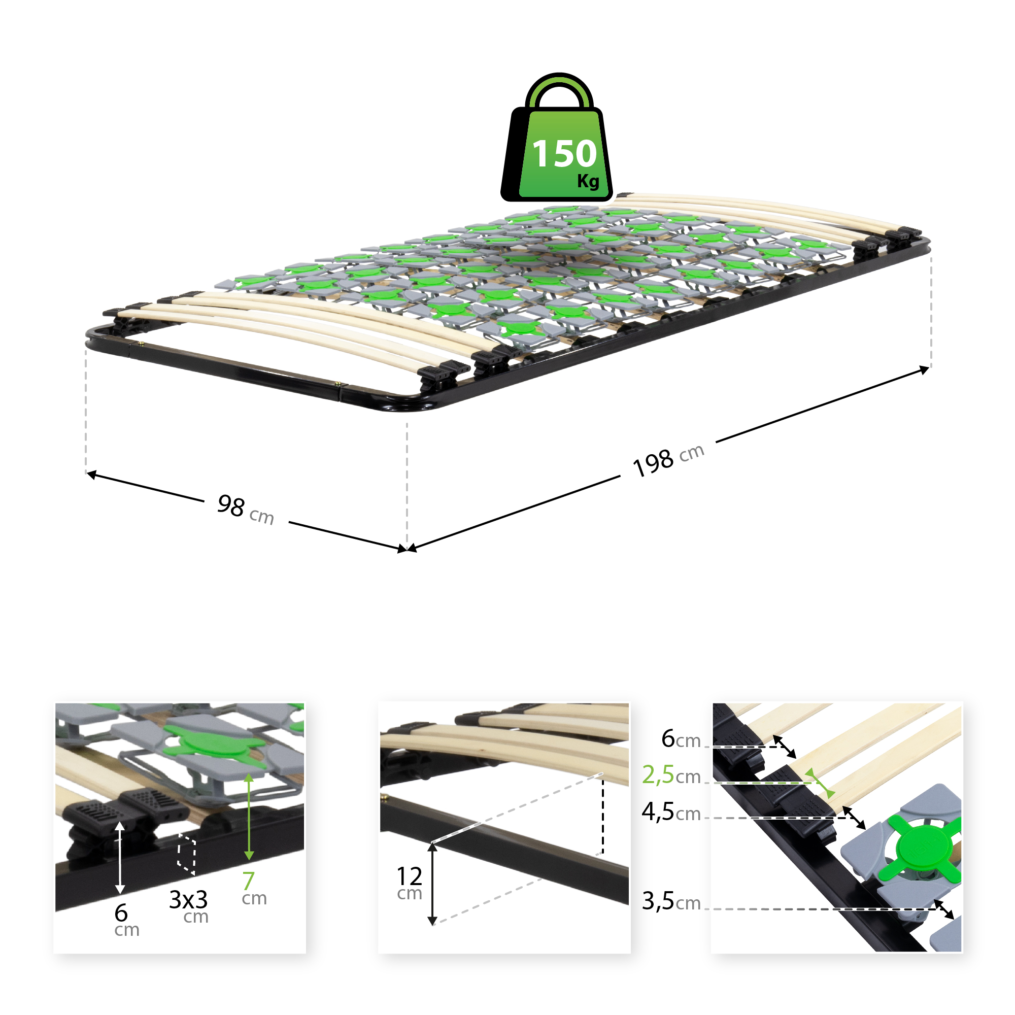 IF56-100X200 ERGO IF56 Slatted Bed Base - Suitable for All Mattress Types