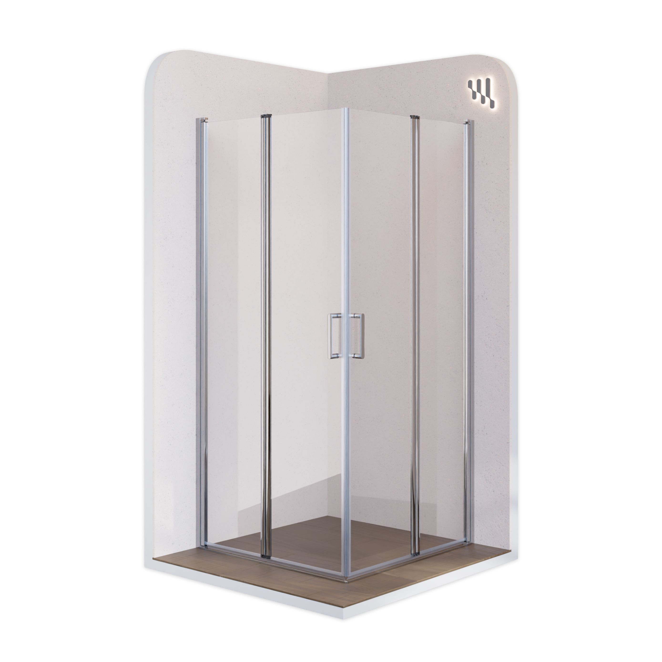 Corner Entry Alina with Folding Doors made of Tempered Safety Glass Alina – Corner Entry with Folding Doors made of Tempered Safety Glass