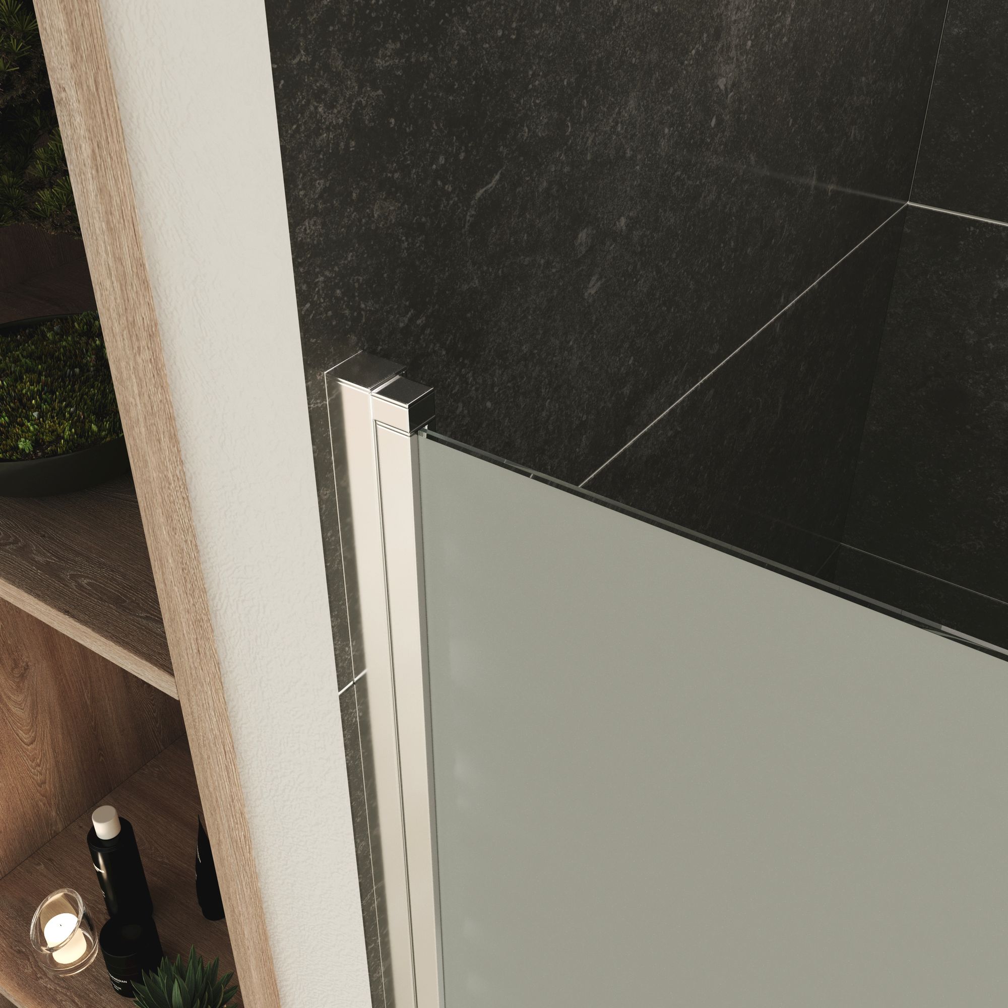Shower Door Lara with Hinged Doors and Stainless Steel Handles, 68-104 cm, made of Frosted ESG Safety Glass