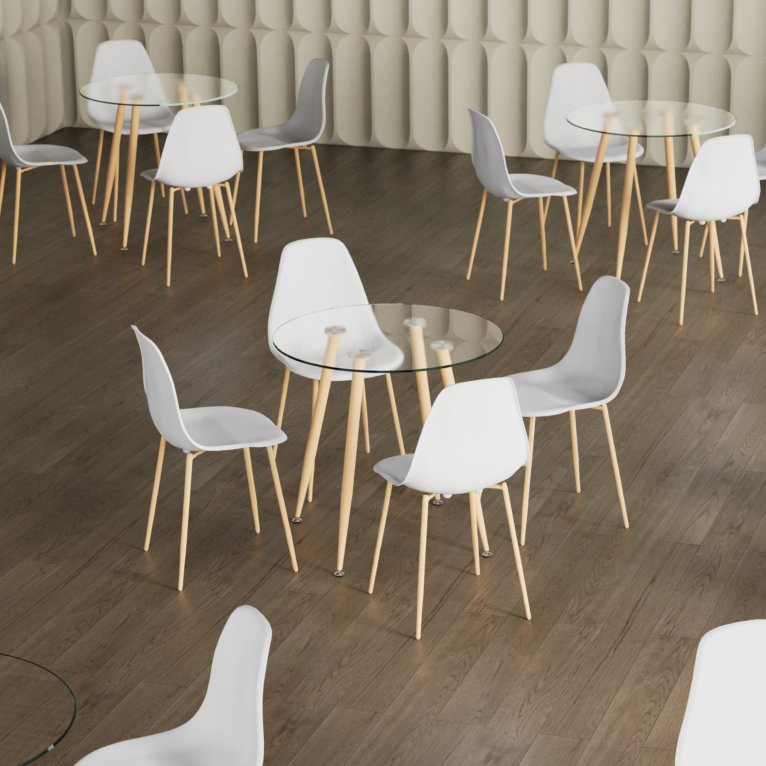 CORIN – Esszimmer-Tisch | Tischplatte: Transparentes Glas | Beine: Holz