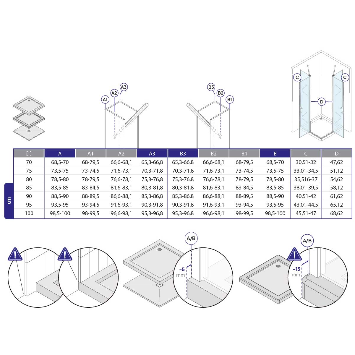 Eckeinstieg Linda mit Klapptüren und schwarzen Profilen aus ESG Sicherheitsglas