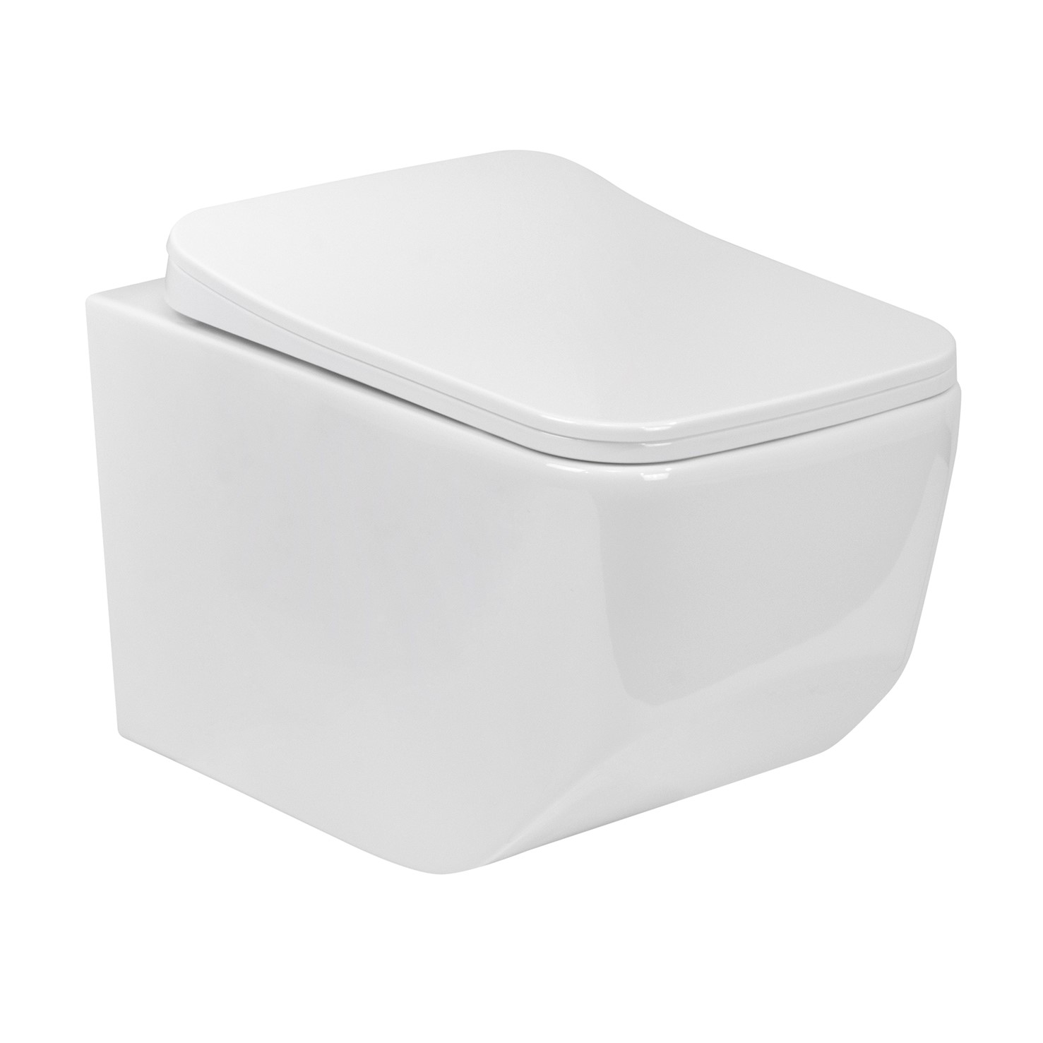 Design Hänge WC NERA spülrandlose Toilette inkl. WC Sitz mit Softclose Absenkautomatik + abnehmbar in Weiß