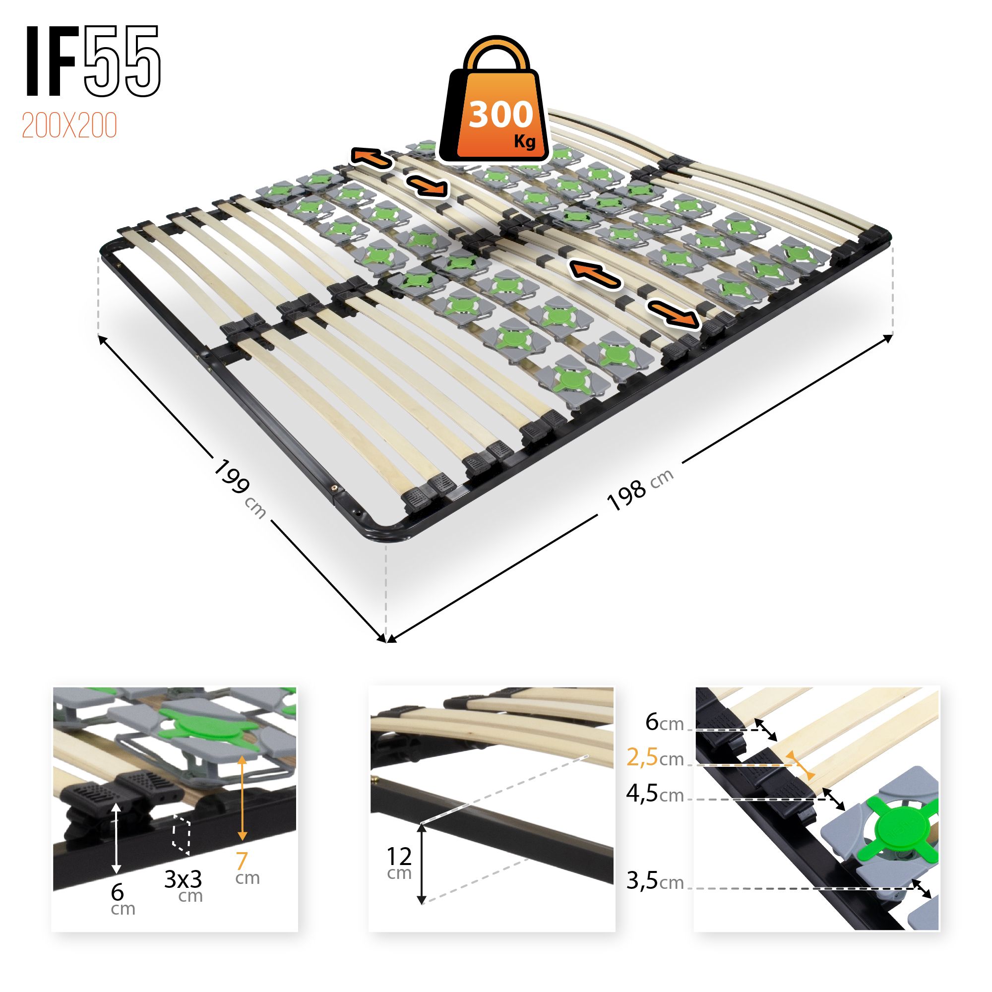 ERGO IF55 Slatted Frame - Suitable for All Mattresses