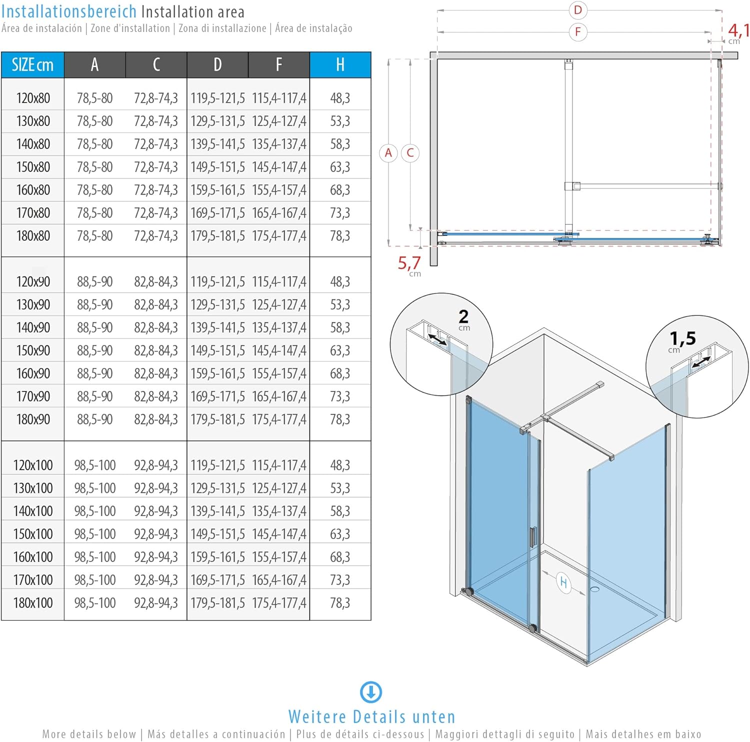 Fronteinstieg NADINE mit Schiebetür in Chrom aus 8mm ESG Klarglas