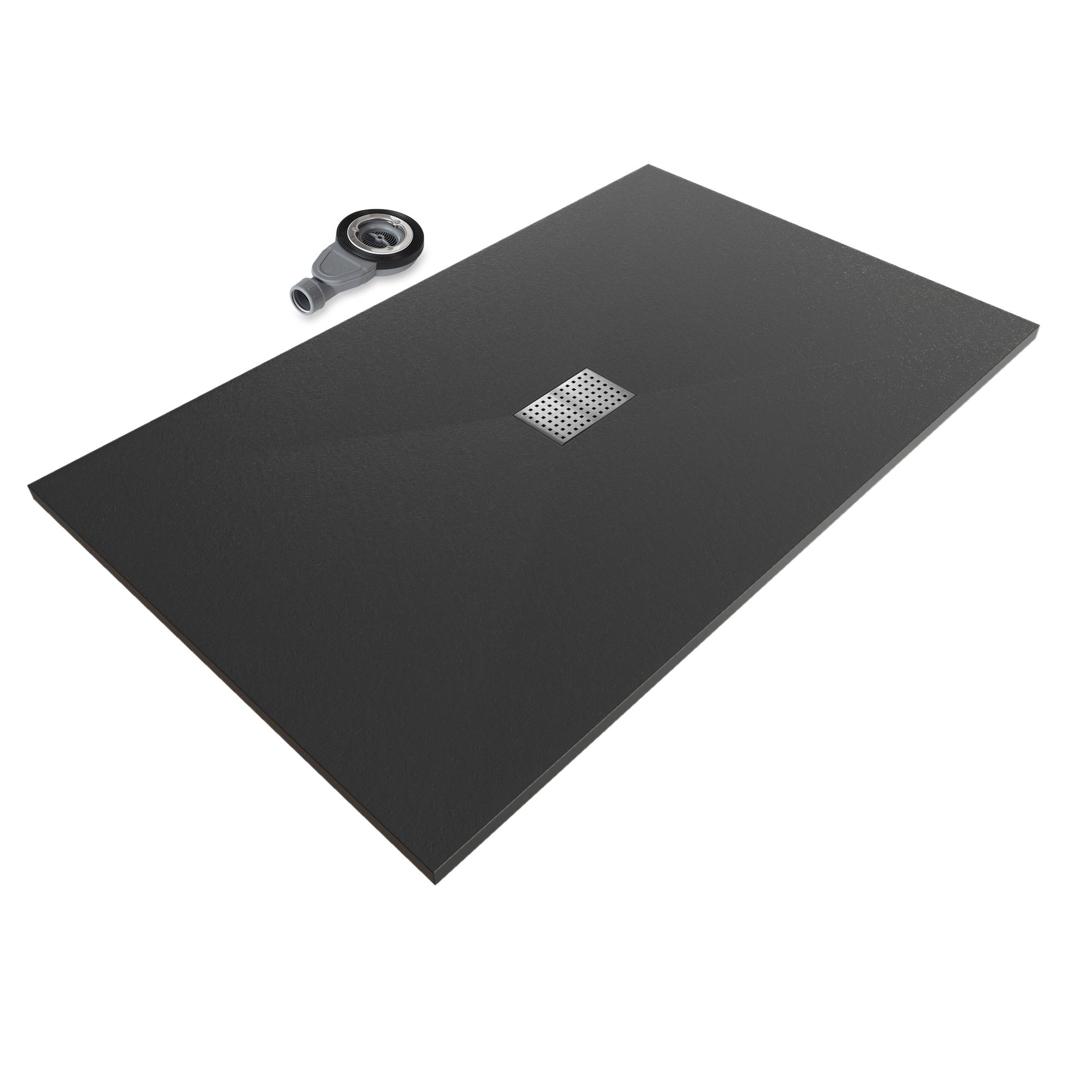 Tray – SMC Shower Boreal in Stone Look with Drain Assembly - Grey