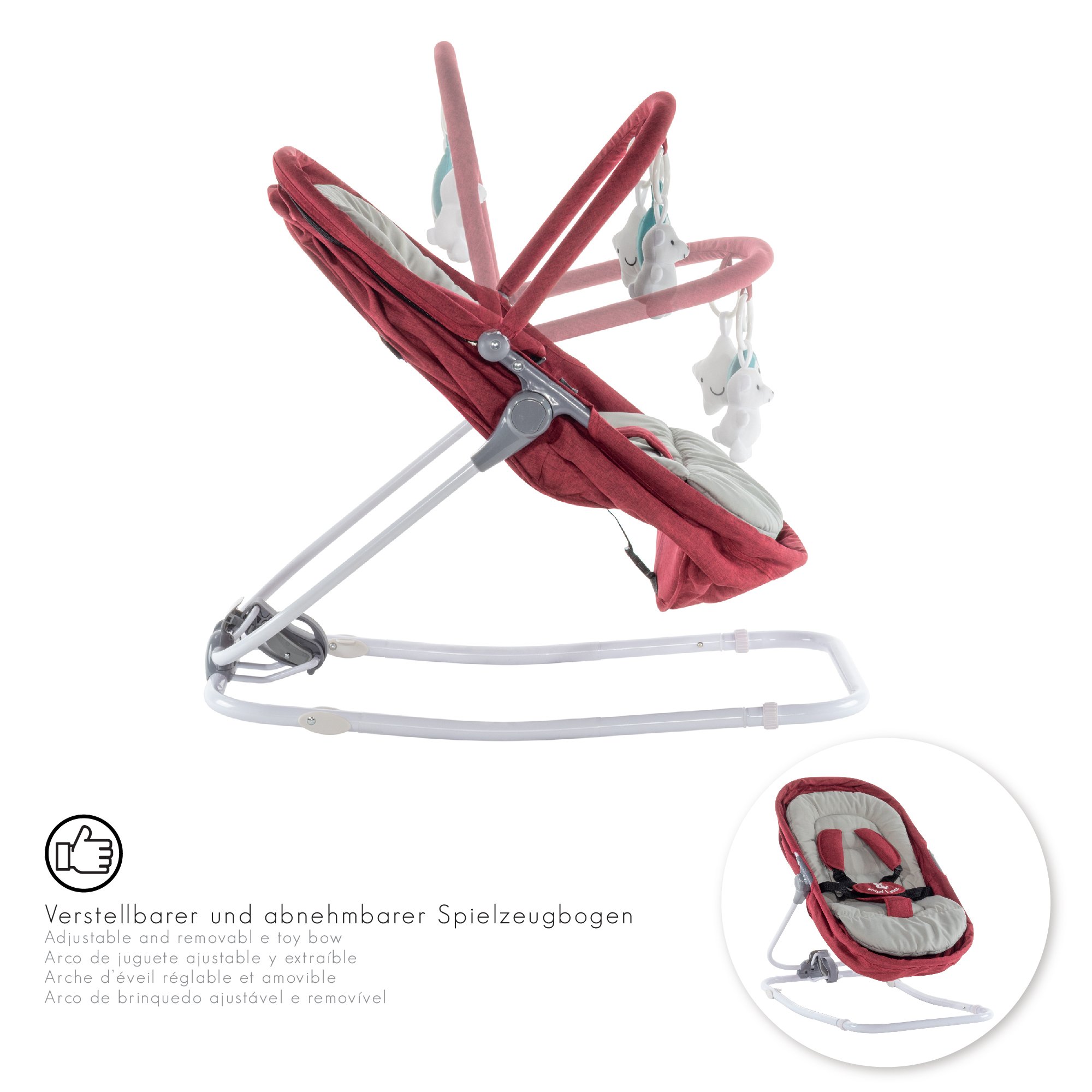 Babywippe VIGO Babywiege mit abnehmbarem Bezug und Spielebogen