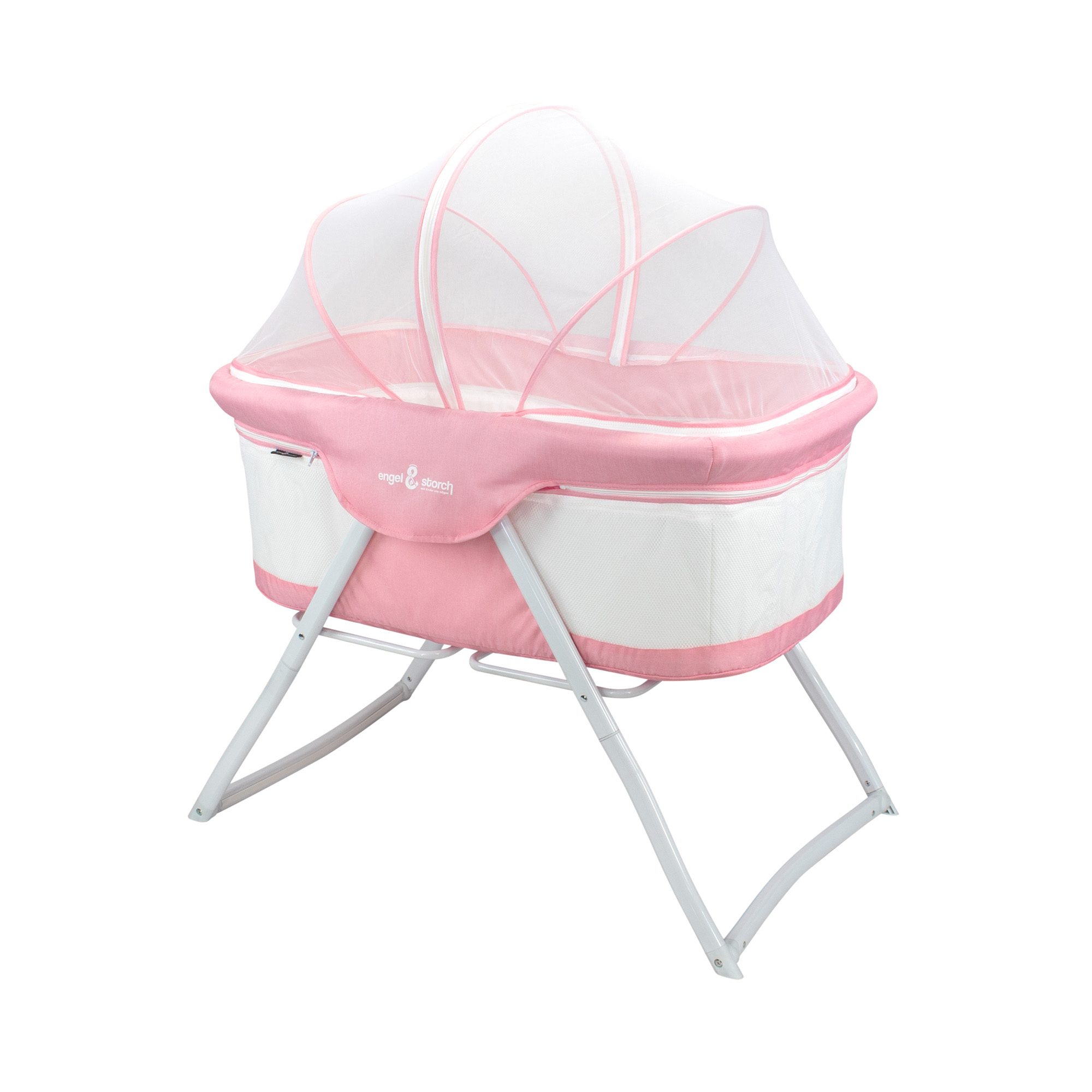 Reisebett BEBITO inkl. Moskitohaube und Tragetasche Pink