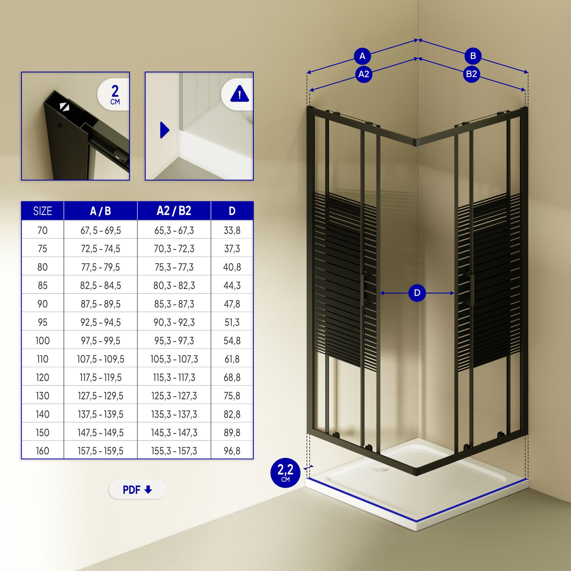 Eckeinstieg Danielle mit Schiebetüren aus schwarz gestreiftem ESG Sicherheitsglas
