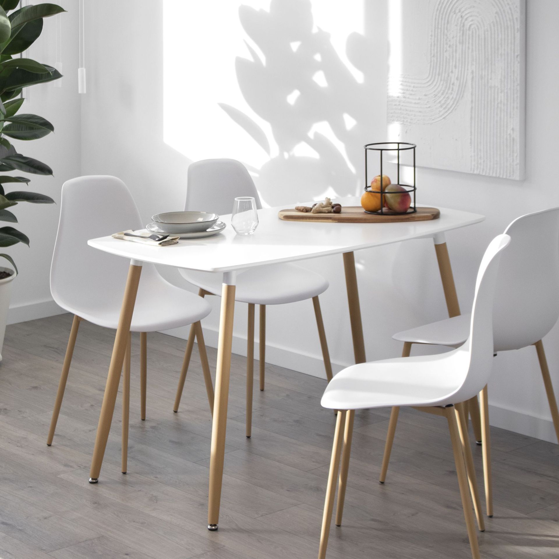 Set Set Tisch Felicia + 4 Stühle Hemans Weiß Set Set Tisch Felicia + 4 Stühle Hemans Weiß