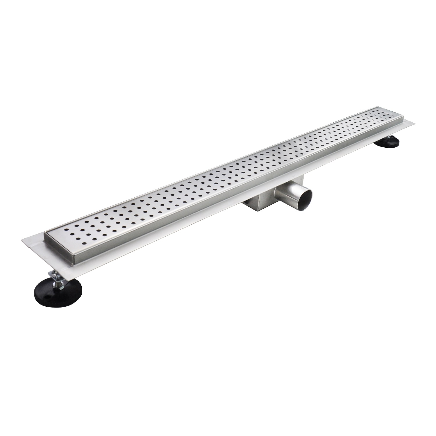 Duschrinne R7 aus Edelstahl für flache Installation mit Quadratmuster Drain – Shower R7 made of Stainless Steel for Flat Installation with Square Pattern