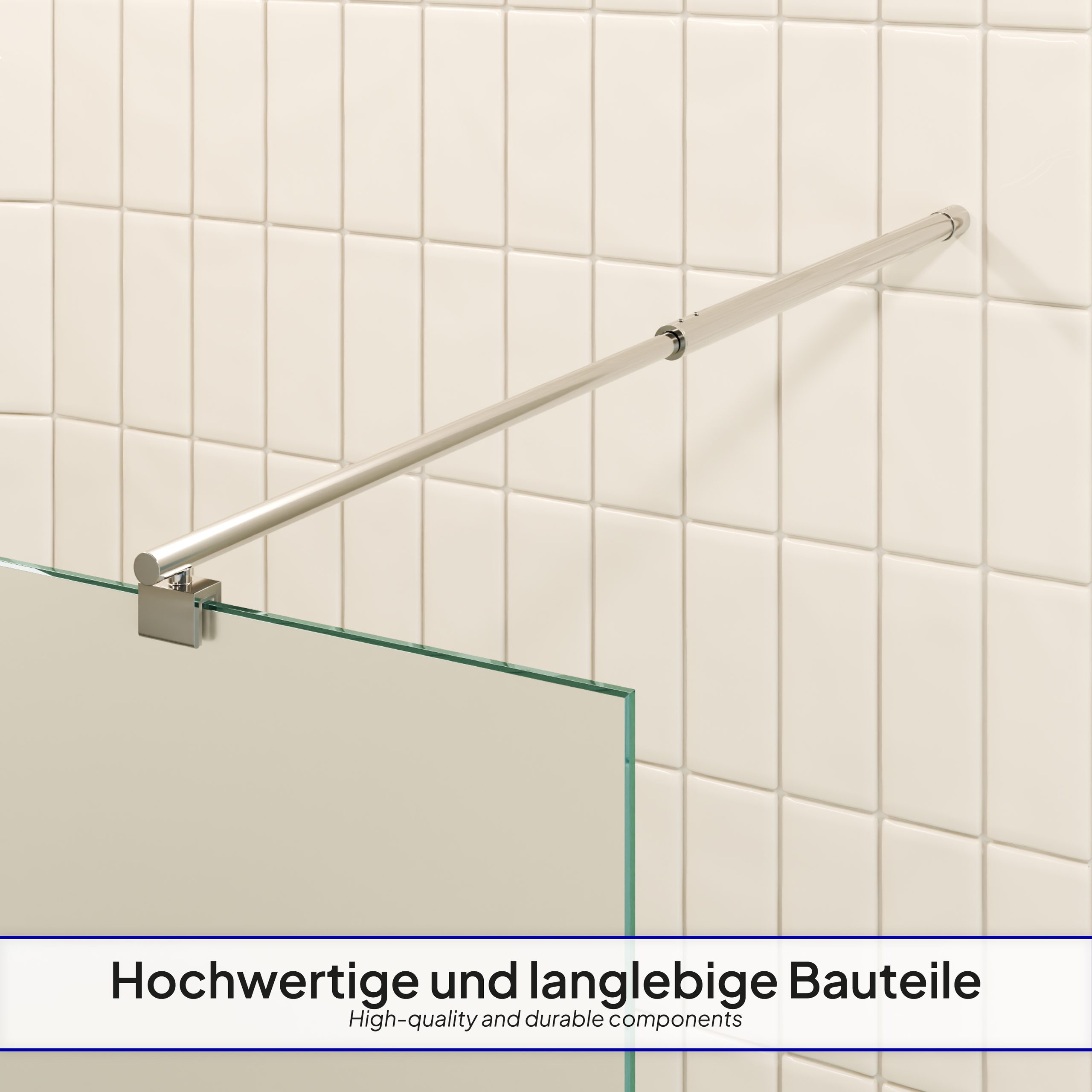 Walk-In Shower Fiona made of 10 mm thick frosted ESG safety glass and stainless steel profile. Fiona – Walk-In Shower made of 10 mm thick frosted ESG safety glass and stainless steel profile.