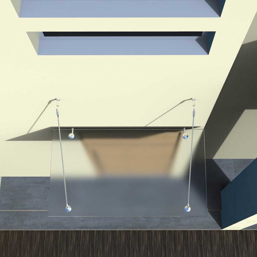 Glasvordach Edelstahl Türvordach Glas Halterung Haustür Satiniert VSG - diverse Größen Glasvordach Edelstahl Türvordach Glas Halterung Haustür Satiniert VSG - diverse Größen