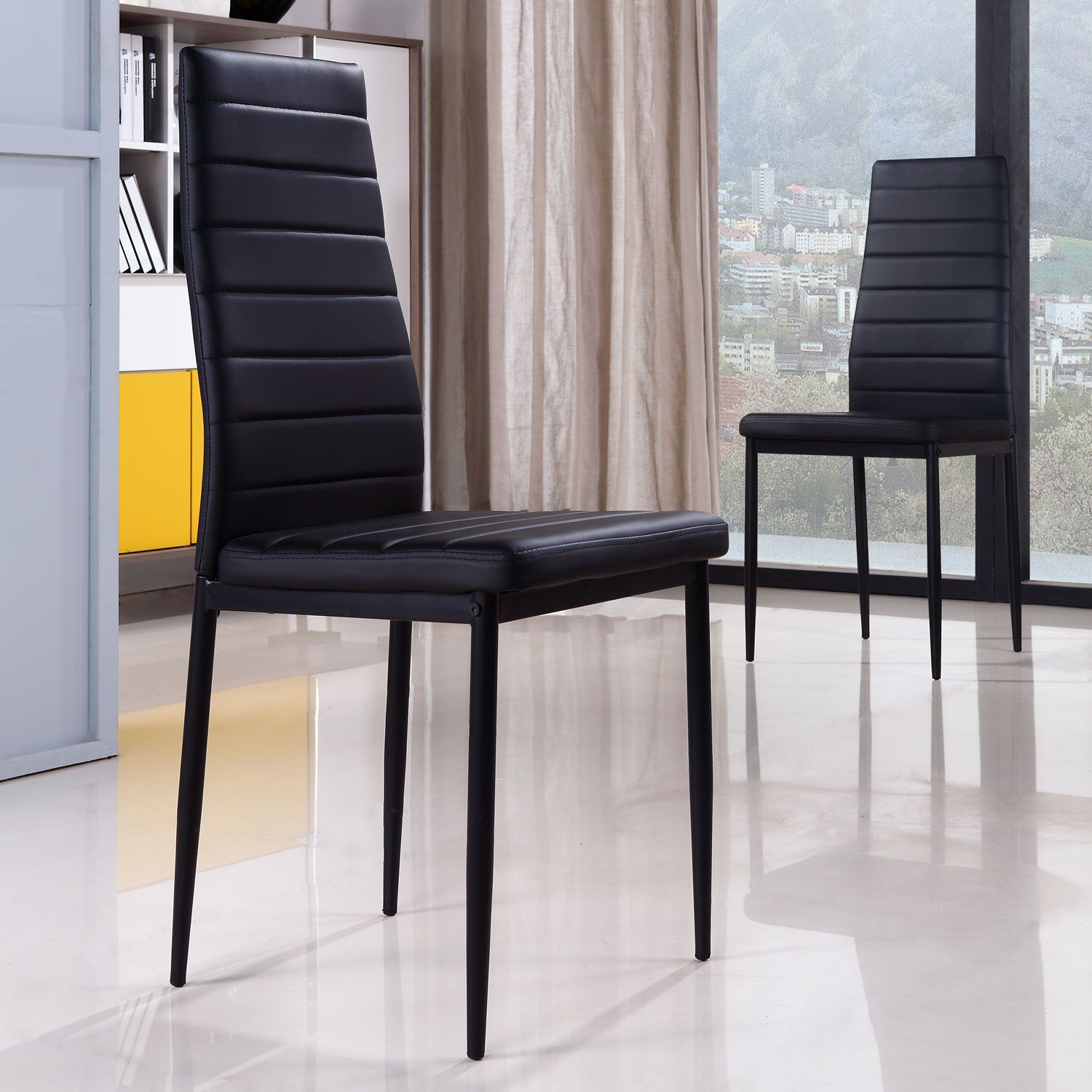 Esszimmerstuhl Gusto Weiß Küchenstuhl aus Holz mit Sitzschale + Sitzkissen aus Kunstleder 6 Stück