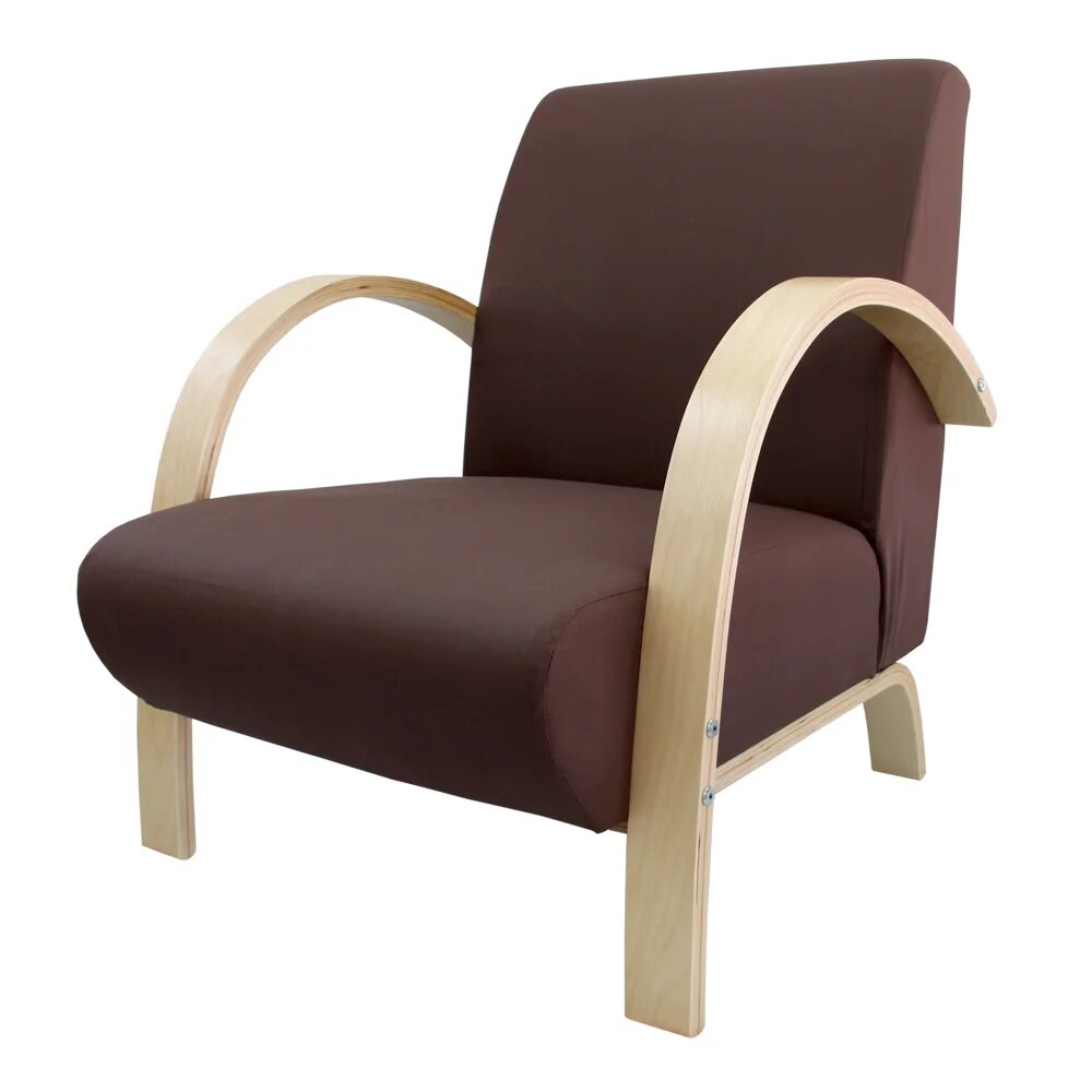 Polstersessel Lounge Sessel mit hochwertigem gepolsterten Stoffbezug - Dunkelbraun