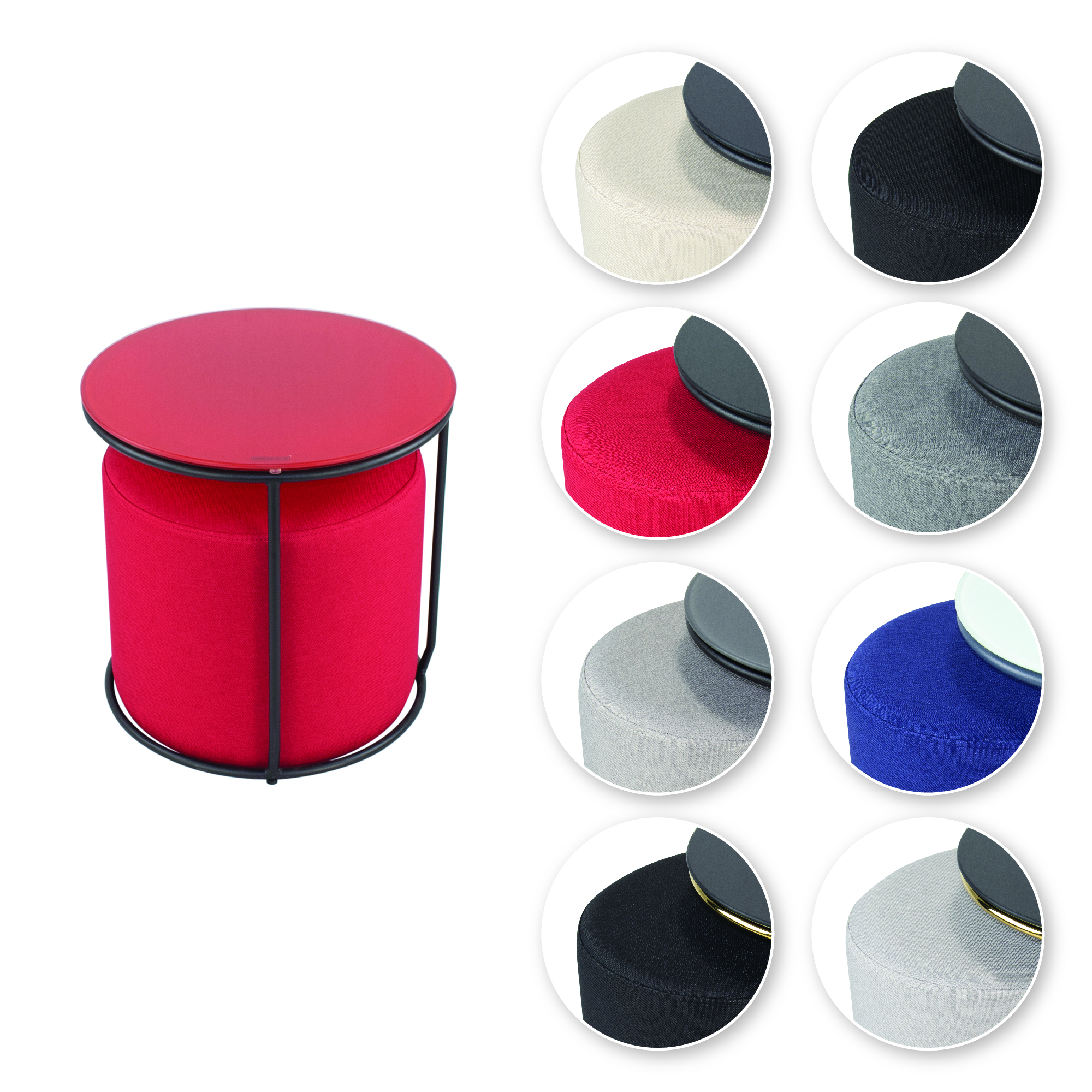 Side Table with Stool JASPER - Round Coffee Table 40x40 cm Black-Red N6 Side Table with Stool JASPER - Round Coffee Table 40x40 cm Black-Red N6