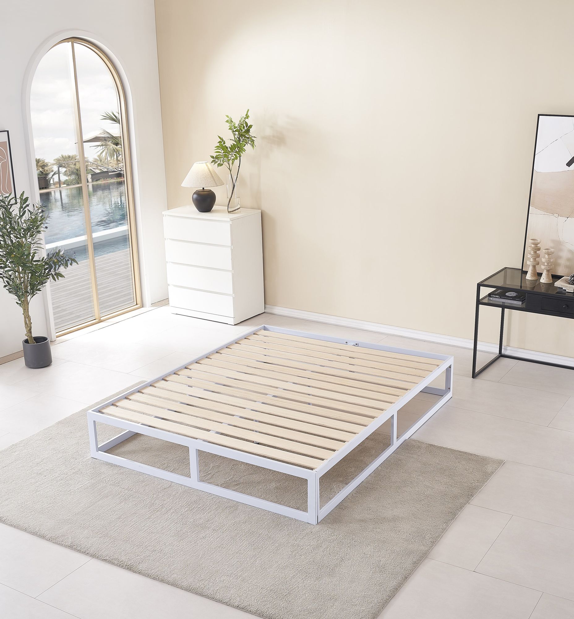 Metallbett Haruki in Weiß 200cm-200cm