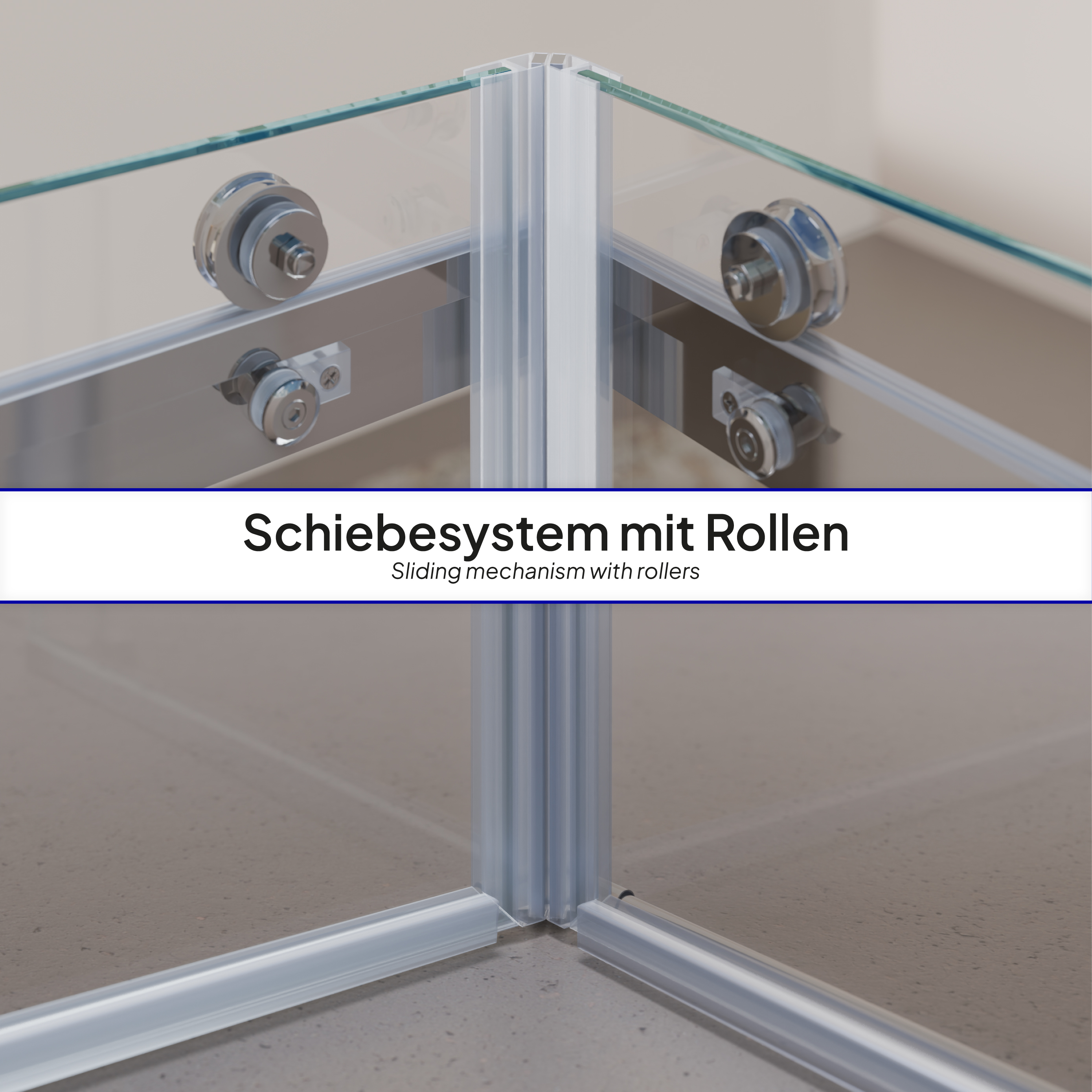 Corner entry Anna with sliding doors made of 8 mm tempered safety glass Anna – Eckeinstieg mit Schiebetüren aus 8 mm ESG Sicherheitsglas