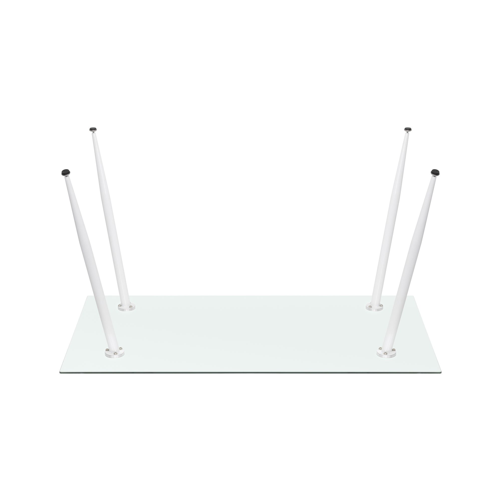 Esszimmer-Tisch BEALE | Tischplatte: Transparentes Glas | Beine: Weiß Esszimmer-Tisch BEALE | Tischplatte: Transparentes Glas | Beine: Weiß 160 cm