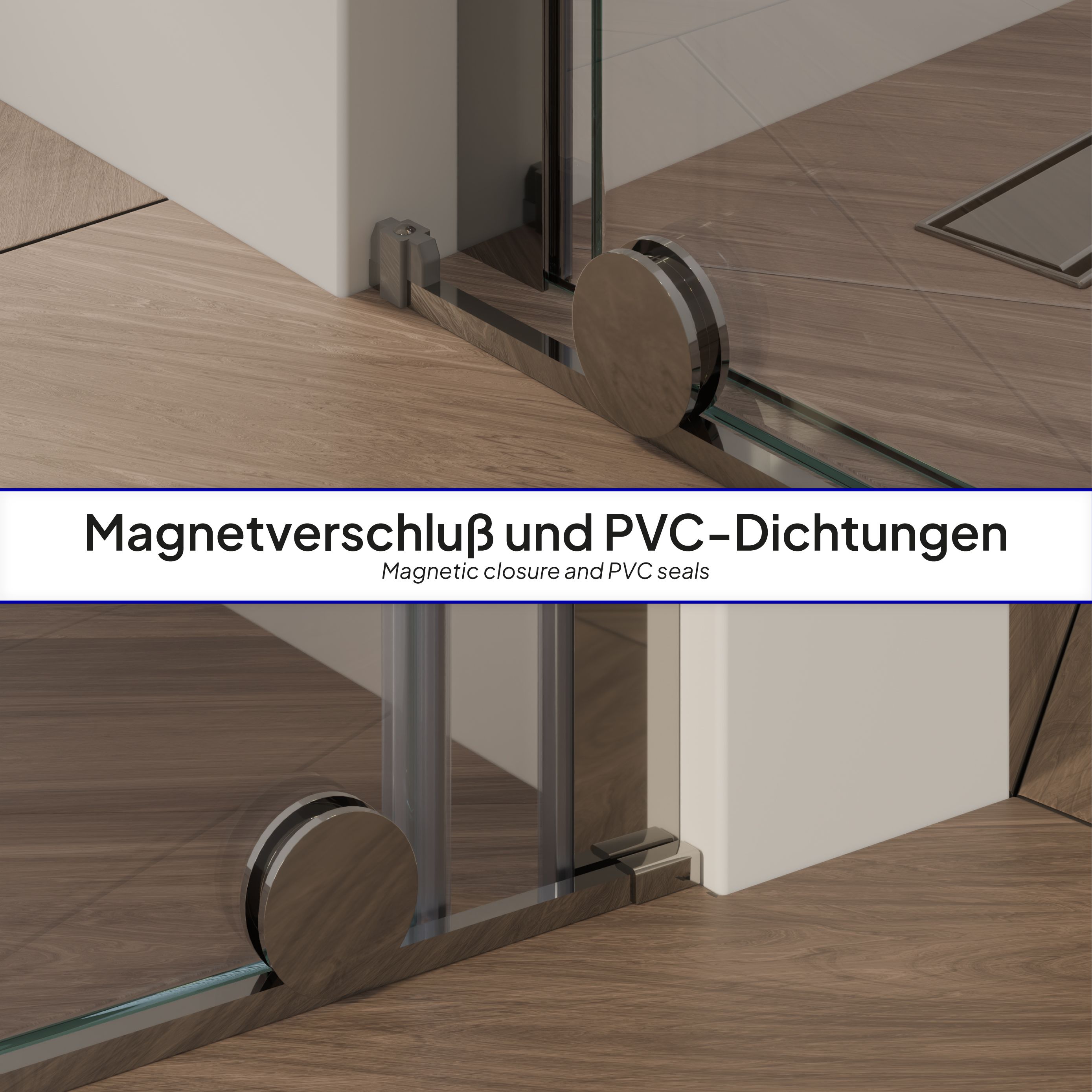 Shower Door Niche Door NADINE with Sliding Door in Chrome made of 8mm Tempered Clear Glass